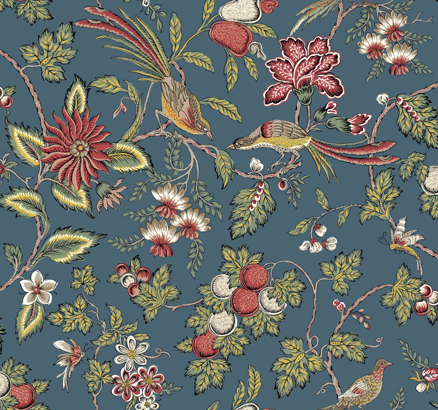 Parterre wallpaper in indigo color - pattern number VP1311 - by Antonina Vella in the Jardin collection