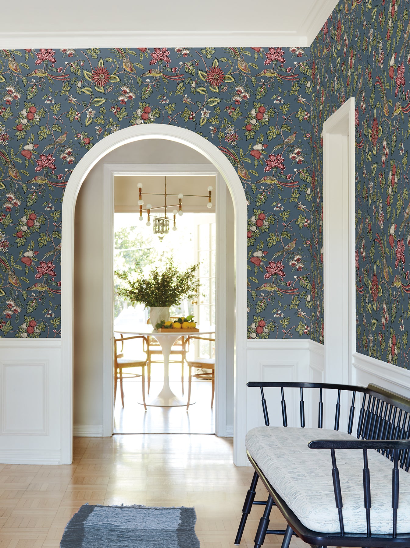 Parterre wallpaper in indigo color - pattern number VP1311 - by Antonina Vella in the Jardin collection