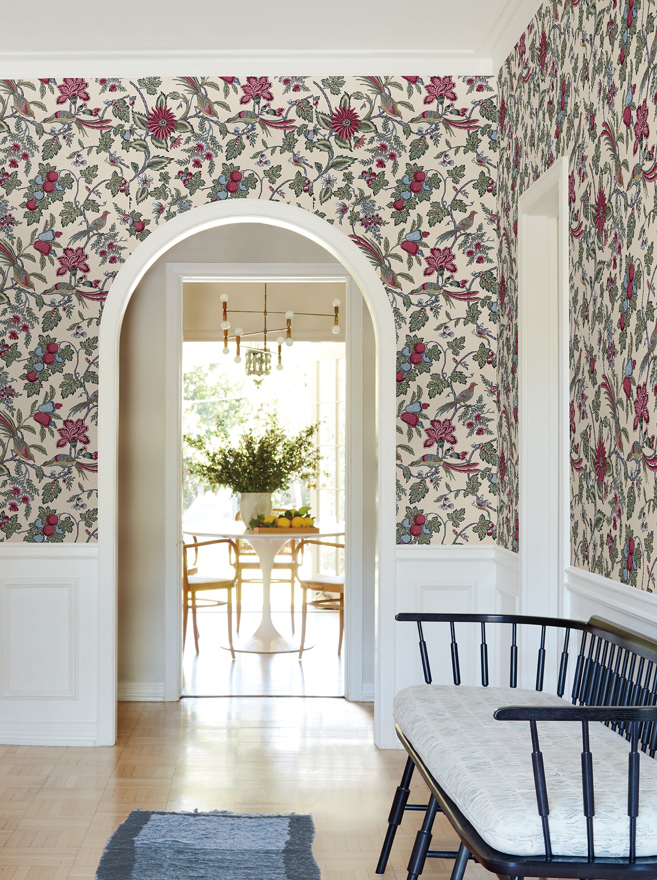 Parterre wallpaper in raspberry color - pattern number VP1312 - by Antonina Vella in the Jardin collection
