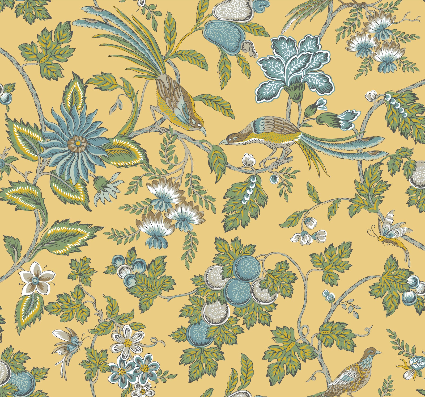 Parterre wallpaper in saffron color - pattern number VP1313 - by Antonina Vella in the Jardin collection