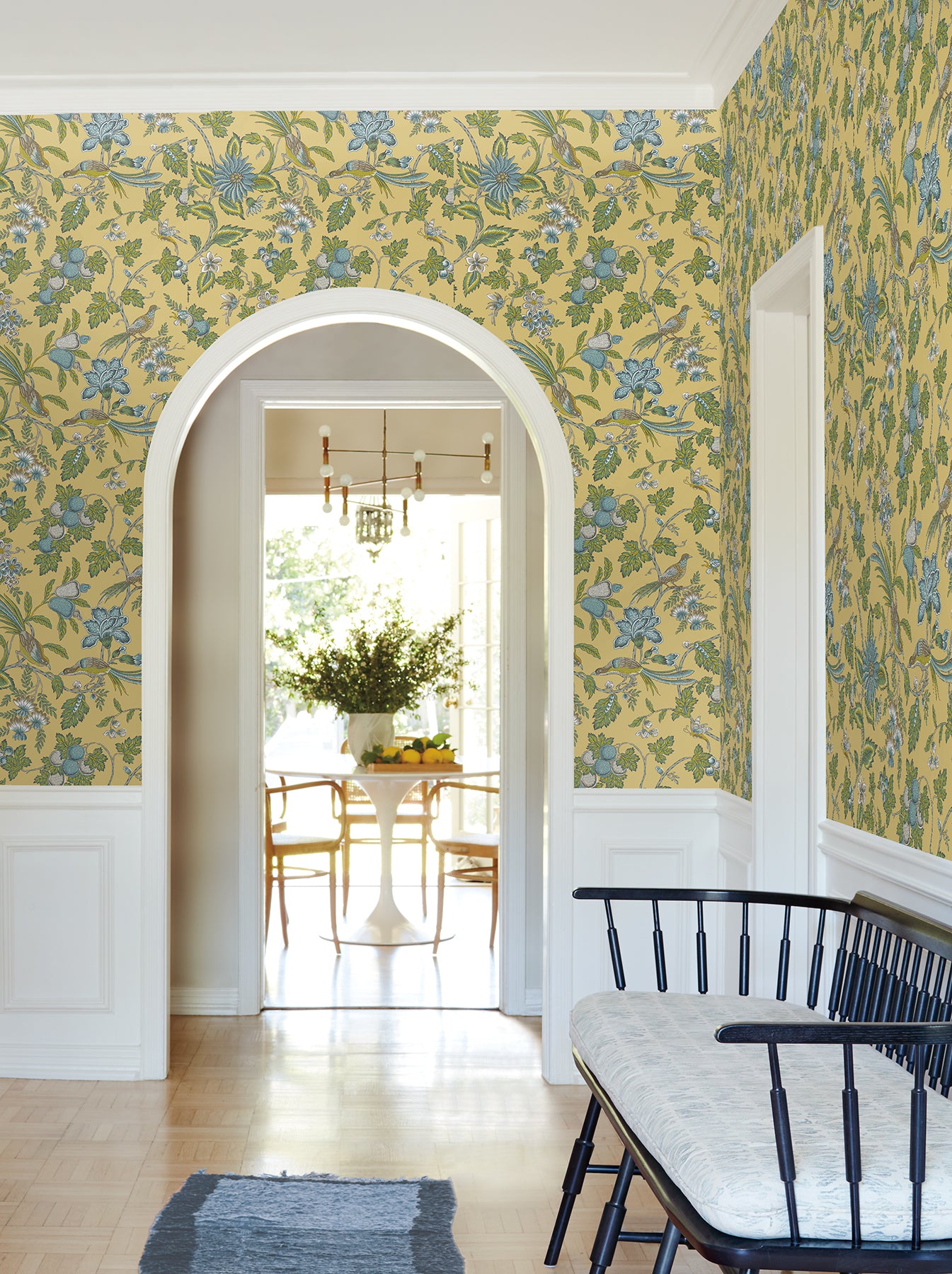 Parterre wallpaper in saffron color - pattern number VP1313 - by Antonina Vella in the Jardin collection