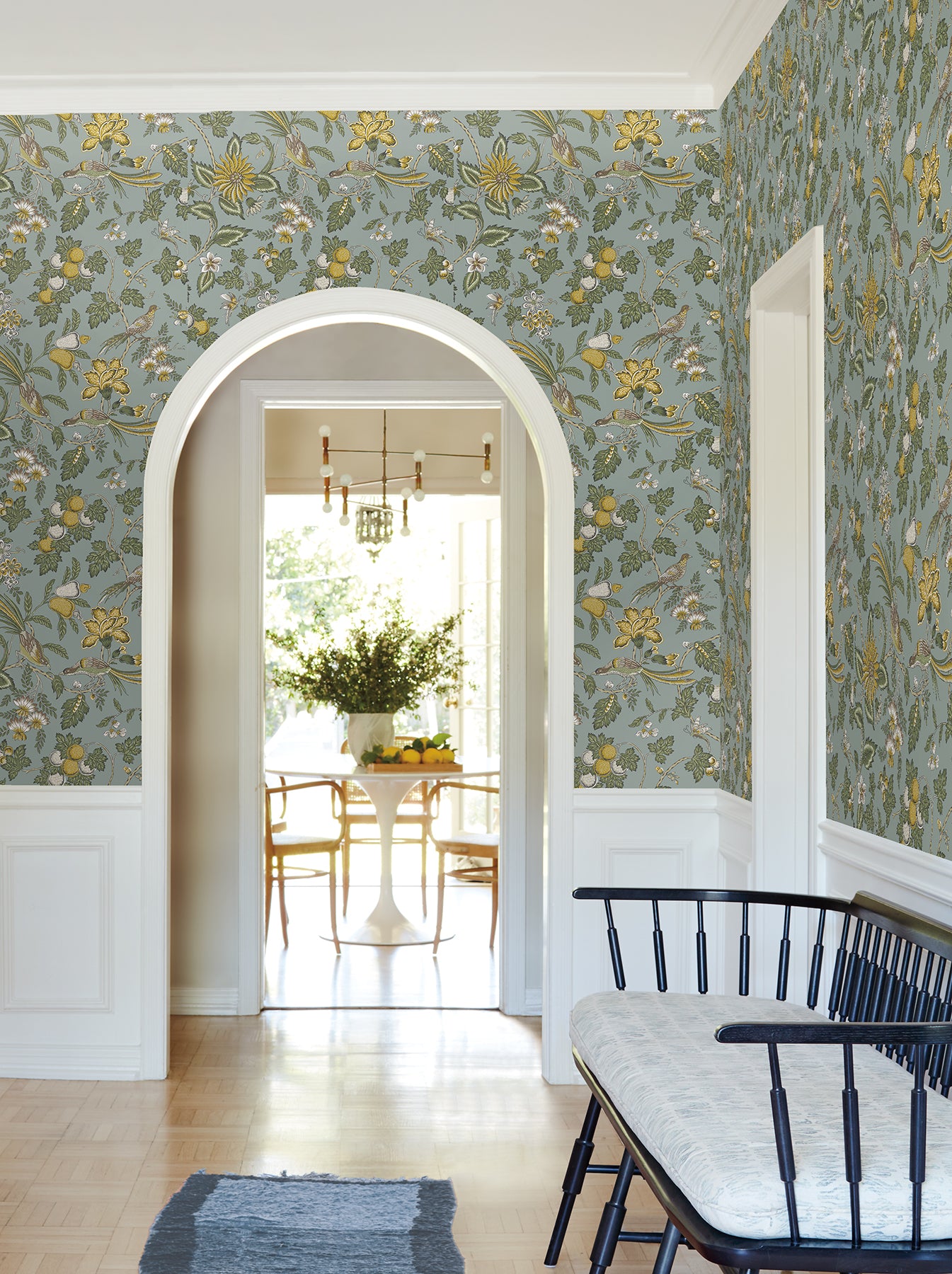 Parterre wallpaper in blue dawn color - pattern number VP1315 - by Antonina Vella in the Jardin collection
