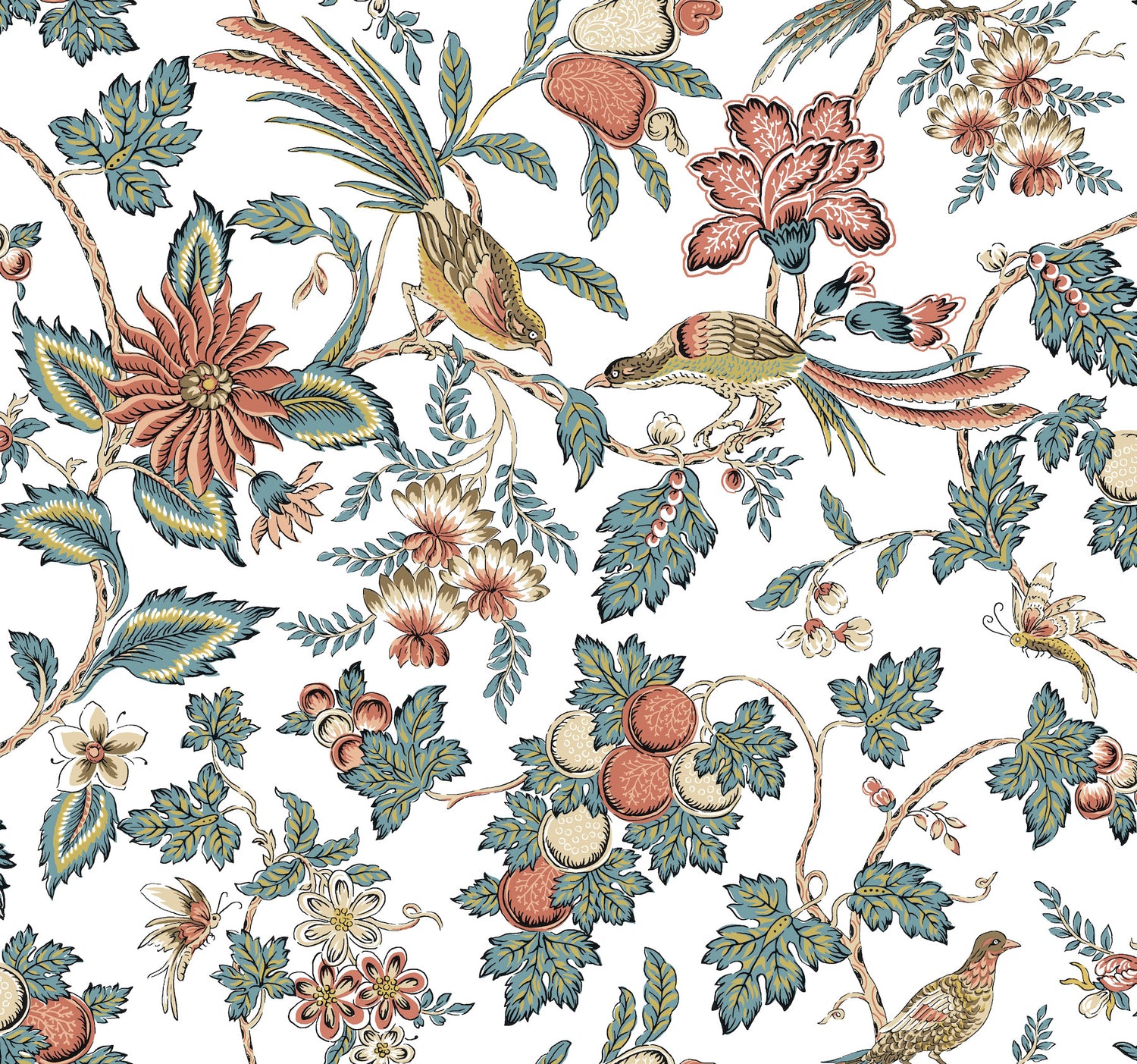 Parterre wallpaper in cornflower and ginger color - pattern number VP1316 - by Antonina Vella in the Jardin collection