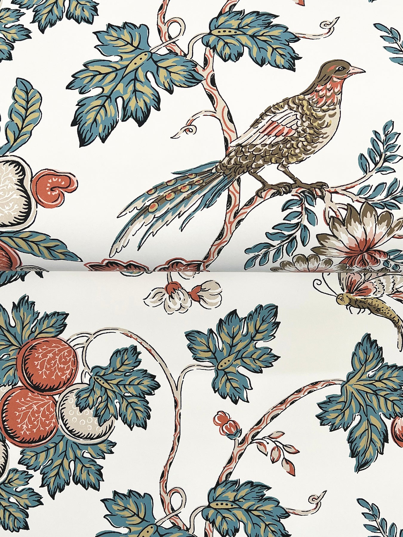 Parterre wallpaper in cornflower and ginger color - pattern number VP1316 - by Antonina Vella in the Jardin collection