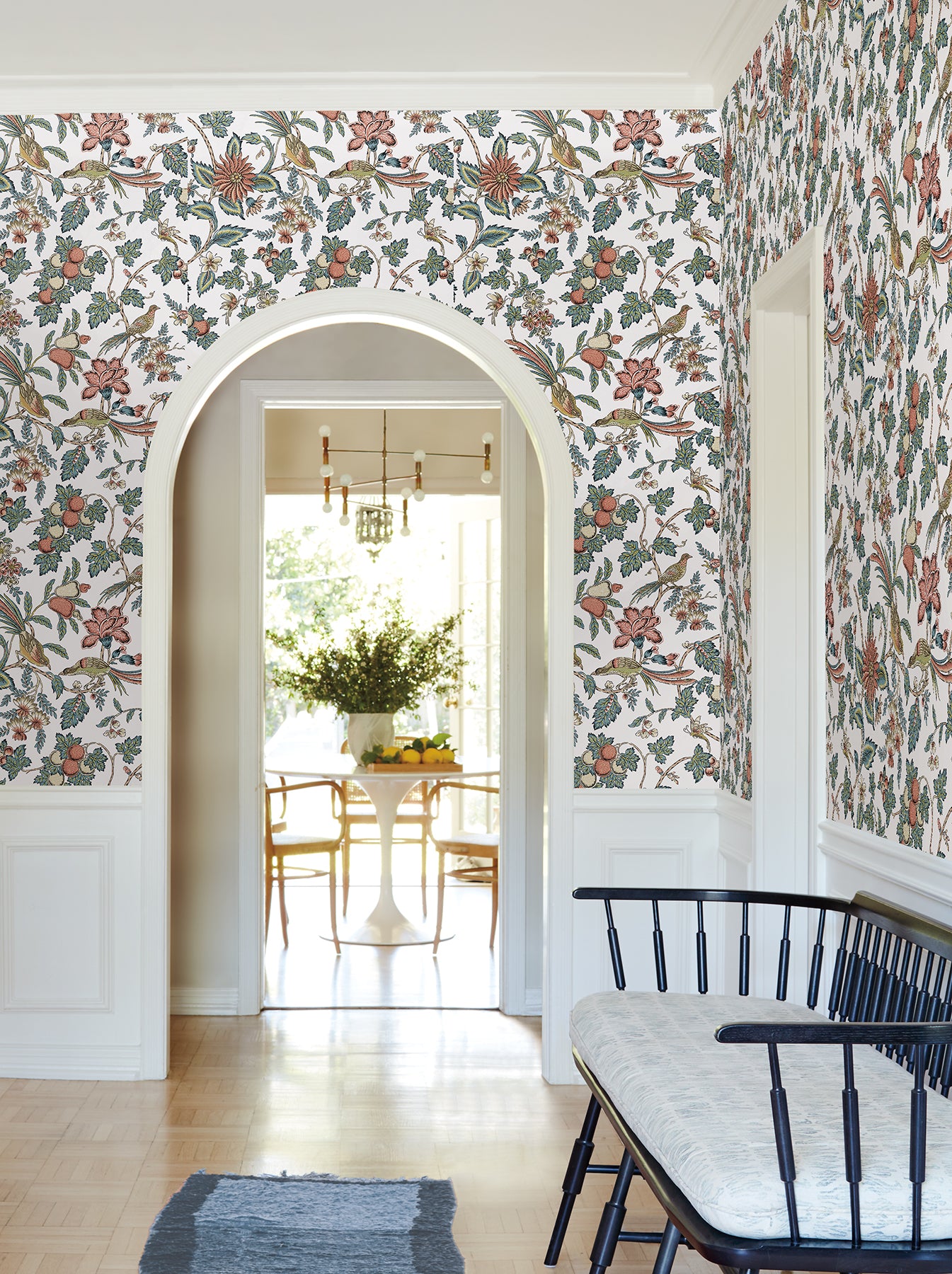 Parterre wallpaper in cornflower and ginger color - pattern number VP1316 - by Antonina Vella in the Jardin collection