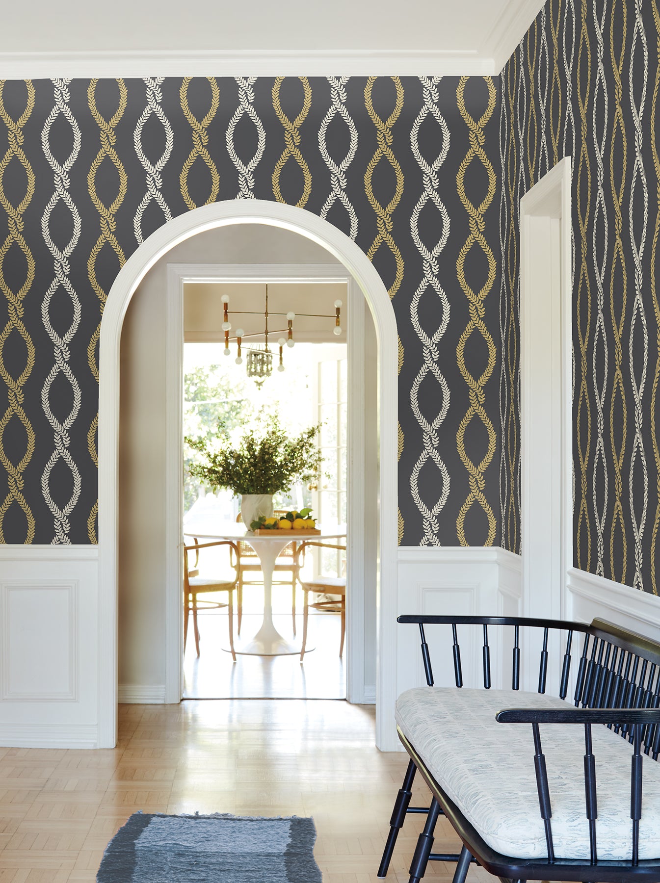 Laureate wallpaper in off black color - pattern number VP1324 - by Antonina Vella in the Jardin collection