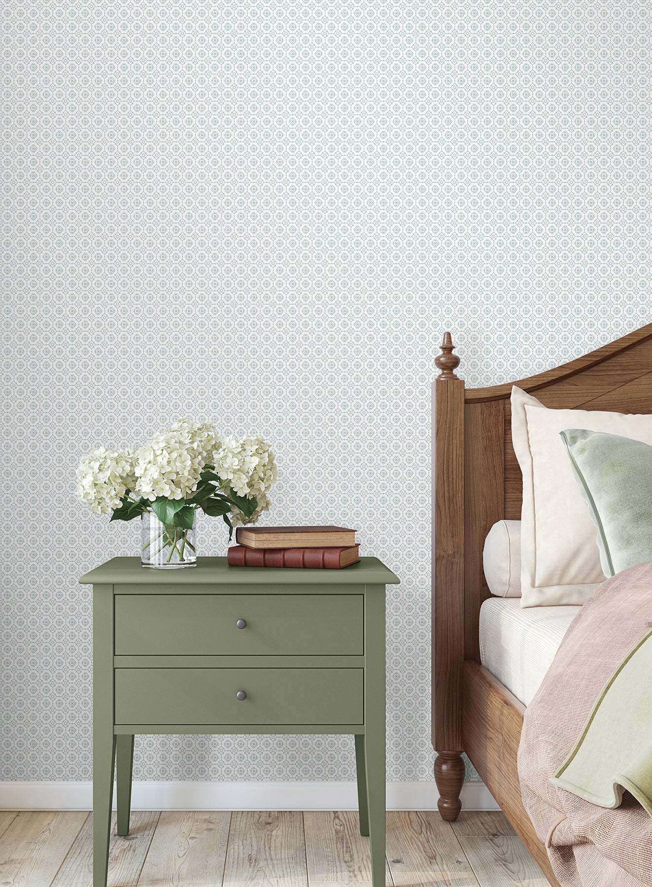 Priti wallpaper in blue color - pattern number VP1331 - by Antonina Vella in the Jardin collection