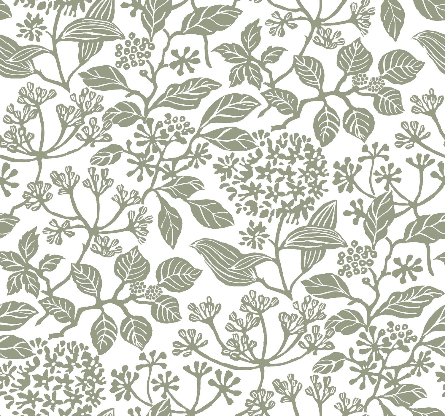 Rowen wallpaper in olive color - pattern number VP1343 - by Antonina Vella in the Jardin collection