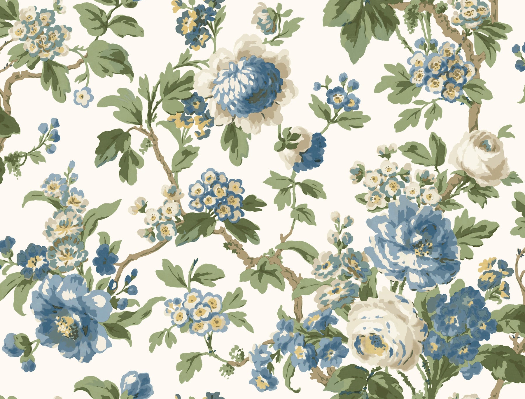 Beatrix wallpaper in blue and green color - pattern number VP1352 - by Antonina Vella in the Jardin collection