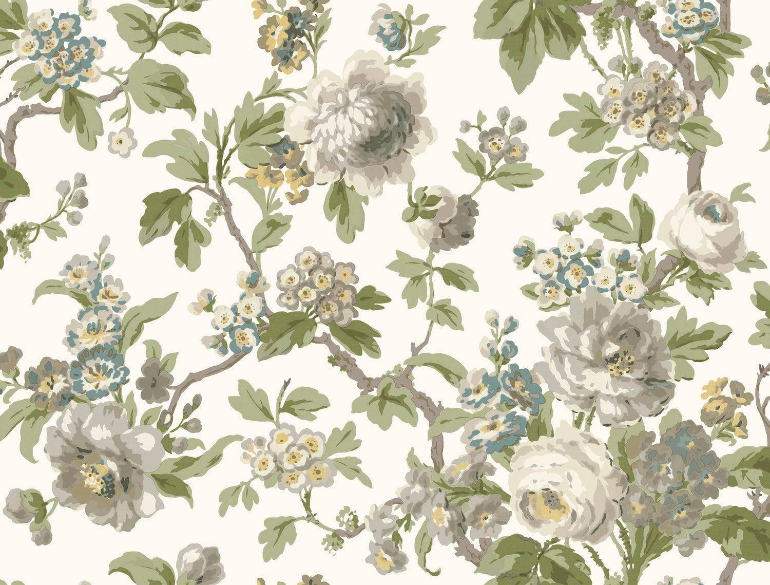 Beatrix wallpaper in neutral and sage color - pattern number VP1353 - by Antonina Vella in the Jardin collection