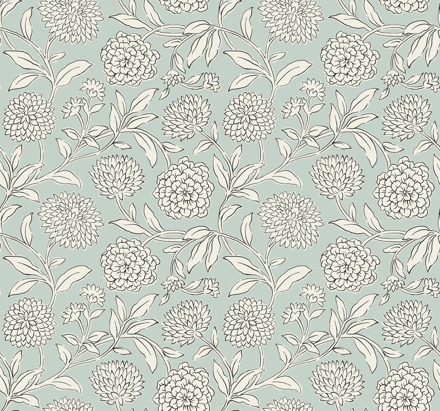 Chatsworth Garden wallpaper in sky blue color - pattern number VP1361 - by Antonina Vella in the Jardin collection
