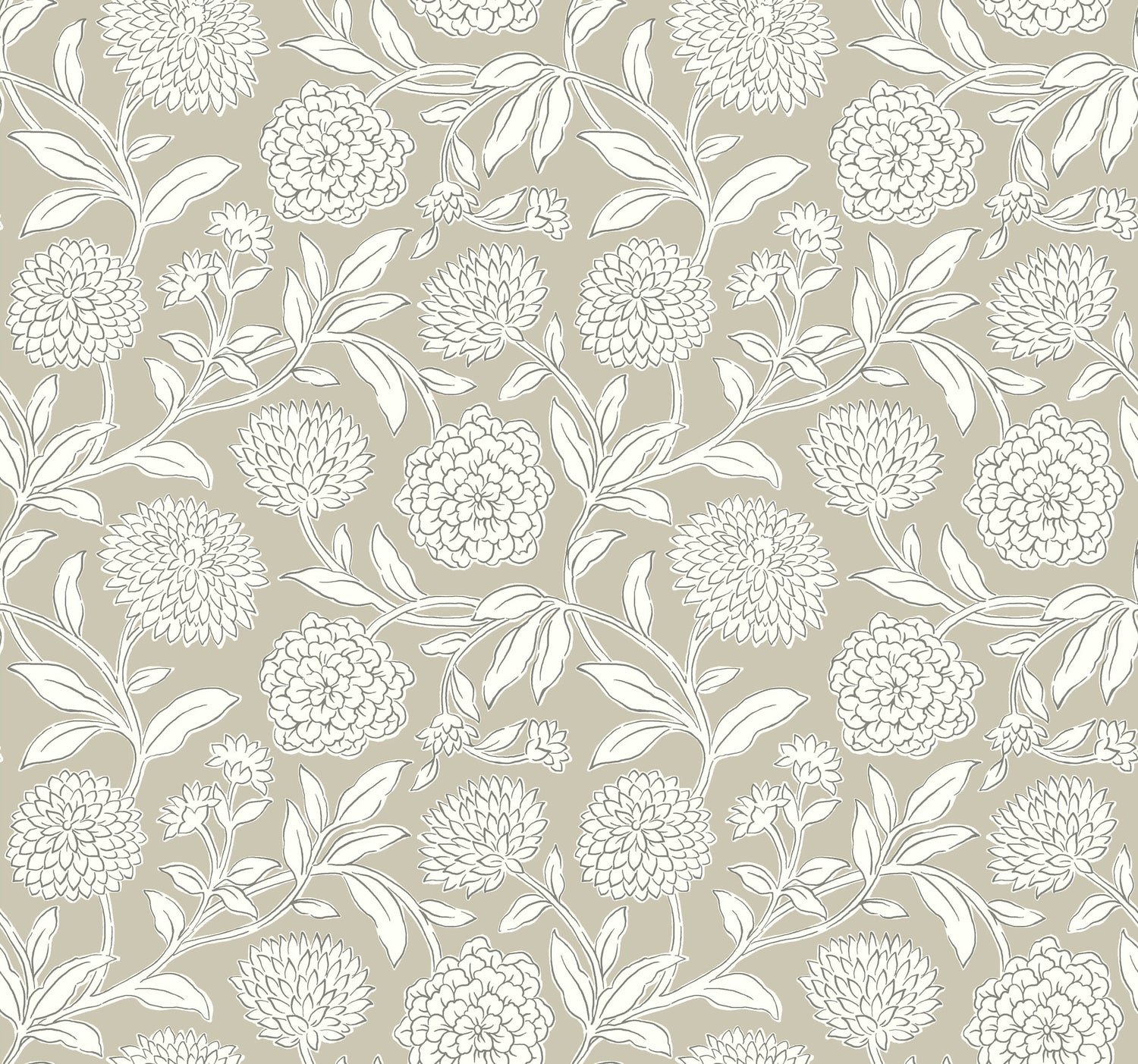 Chatsworth Garden wallpaper in taupe color - pattern number VP1363 - by Antonina Vella in the Jardin collection
