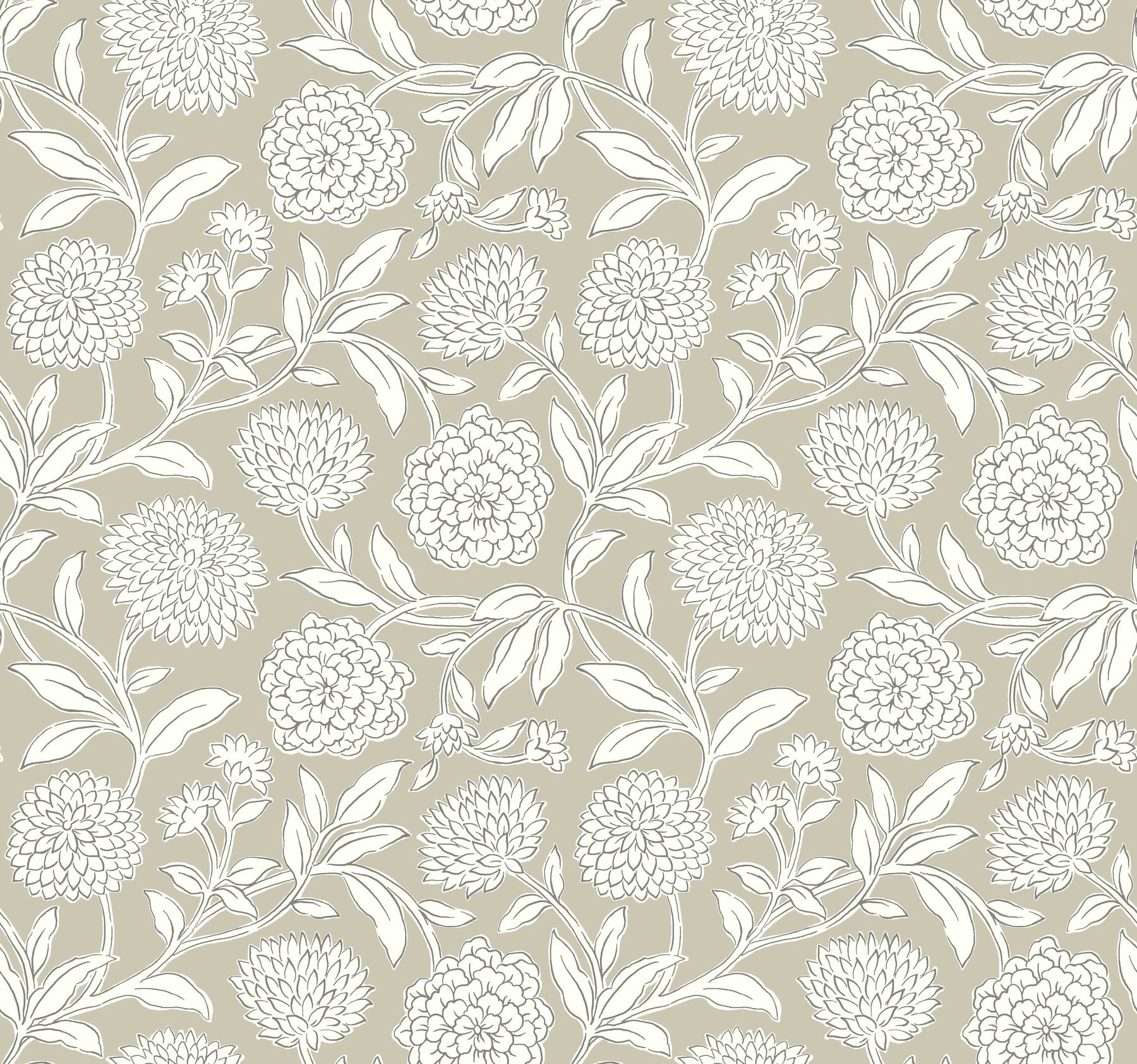 Chatsworth Garden wallpaper in taupe color - pattern number VP1363 - by Antonina Vella in the Jardin collection