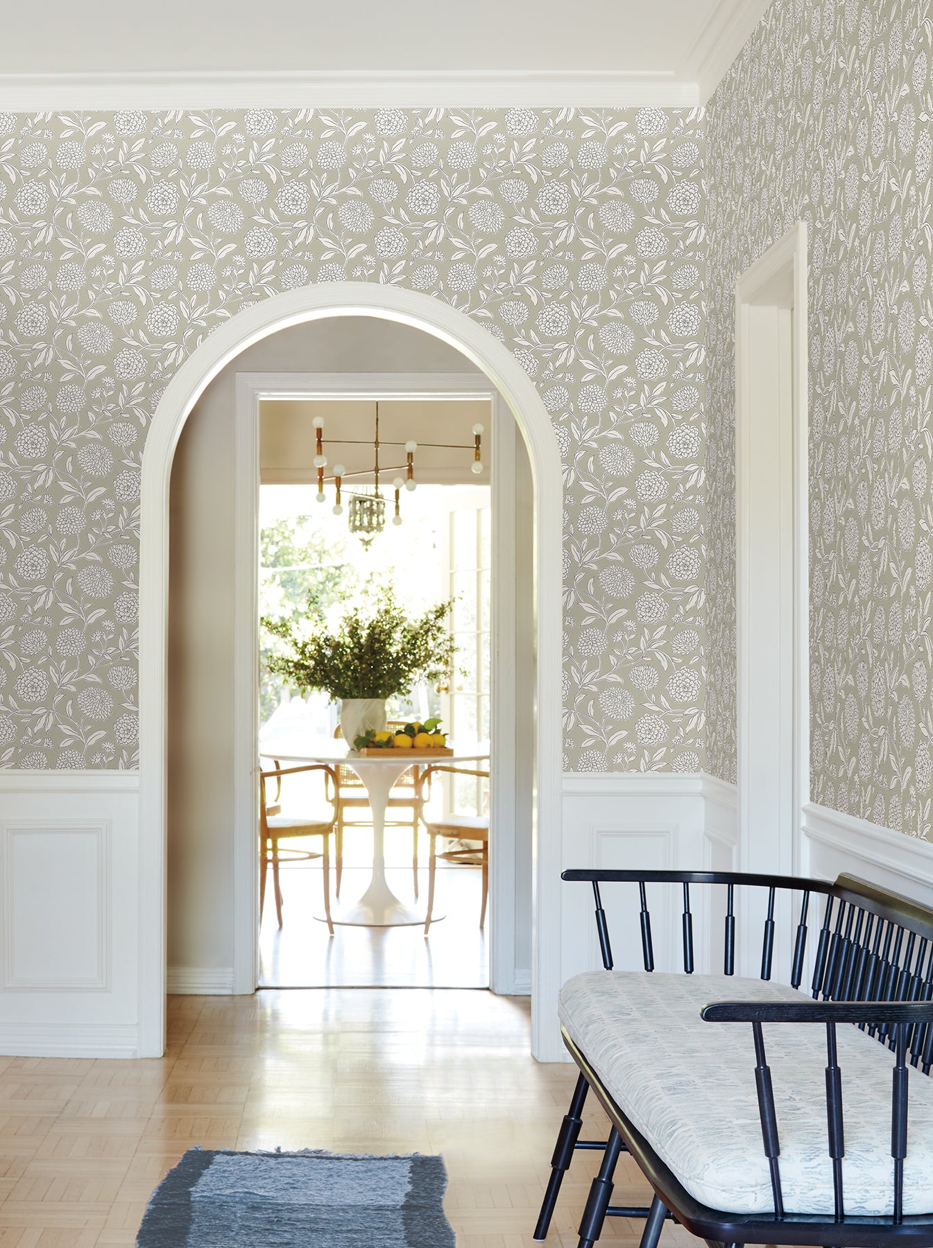 Chatsworth Garden wallpaper in taupe color - pattern number VP1363 - by Antonina Vella in the Jardin collection