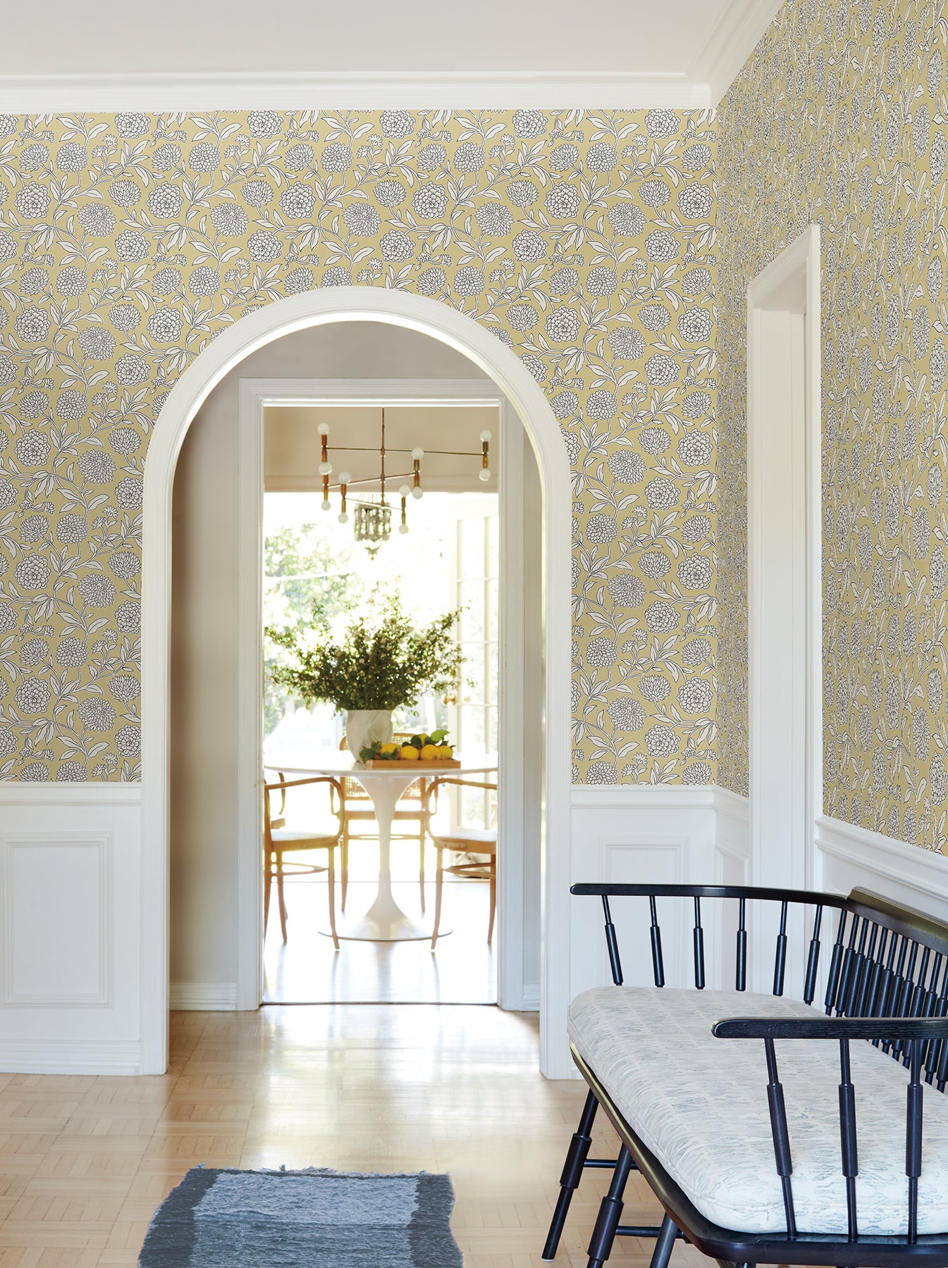 Chatsworth Garden wallpaper in saffron color - pattern number VP1364 - by Antonina Vella in the Jardin collection