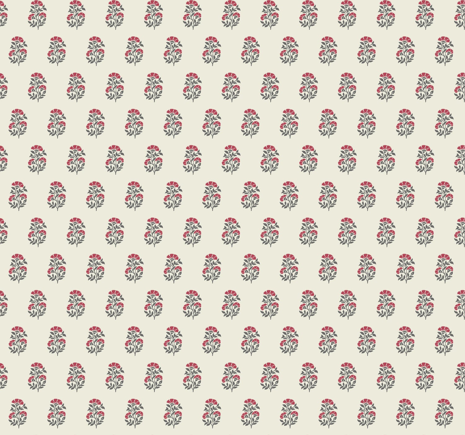 Sylvie wallpaper in red and charcoal color - pattern number VP1381 - by Antonina Vella in the Jardin collection