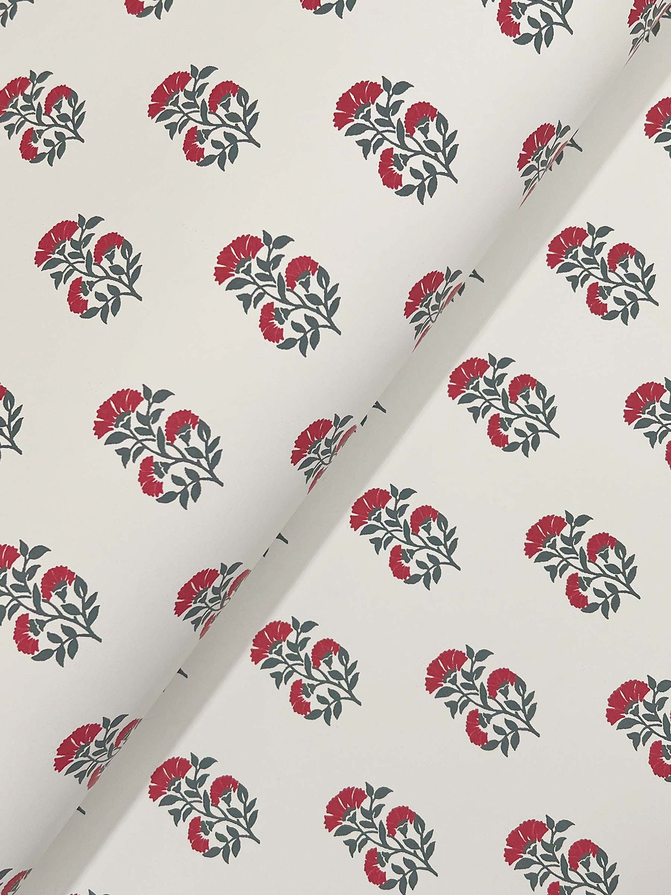 Sylvie wallpaper in red and charcoal color - pattern number VP1381 - by Antonina Vella in the Jardin collection
