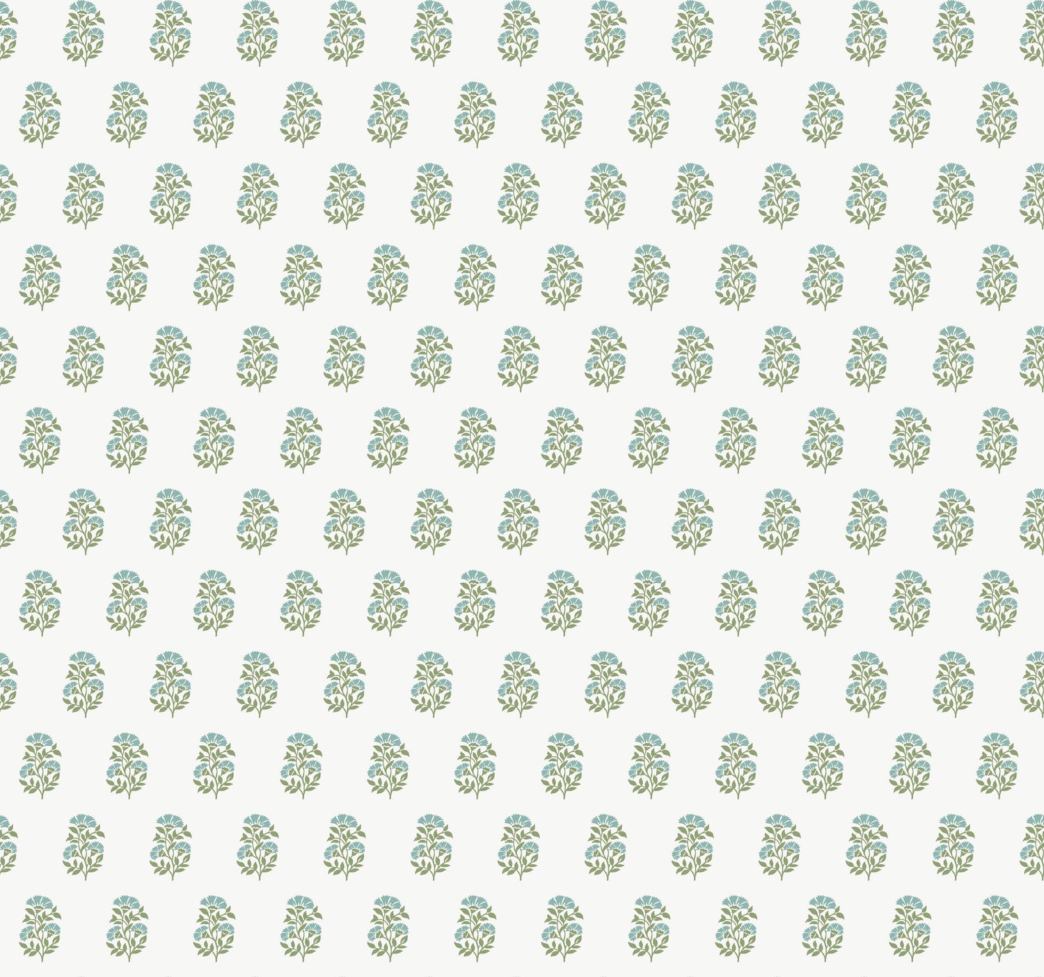 Sylvie wallpaper in sky and green color - pattern number VP1385 - by Antonina Vella in the Jardin collection