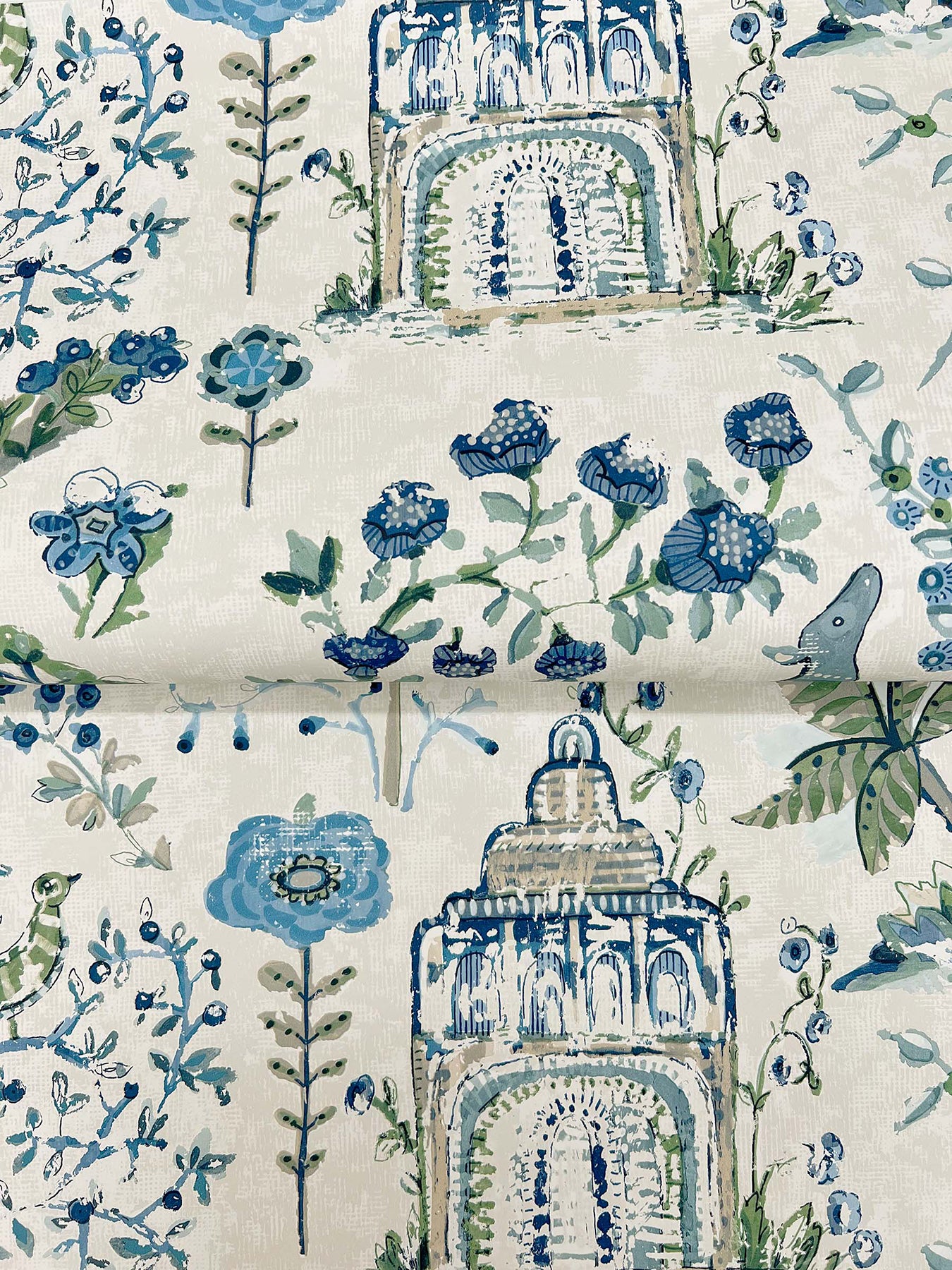 Parc wallpaper in blue and green color - pattern number VP1402 - by Antonina Vella in the Jardin collection