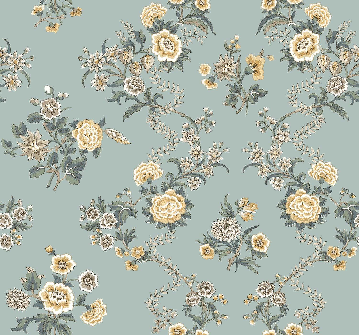 Genevieve wallpaper in harbor blue color - pattern number VP1422 - by Antonina Vella in the Jardin collection