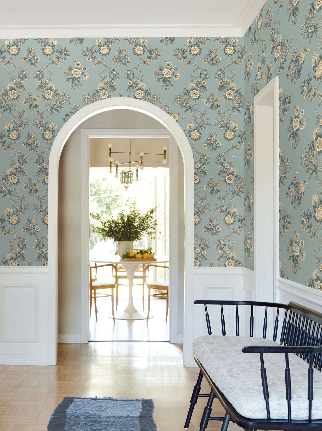 Genevieve wallpaper in harbor blue color - pattern number VP1422 - by Antonina Vella in the Jardin collection