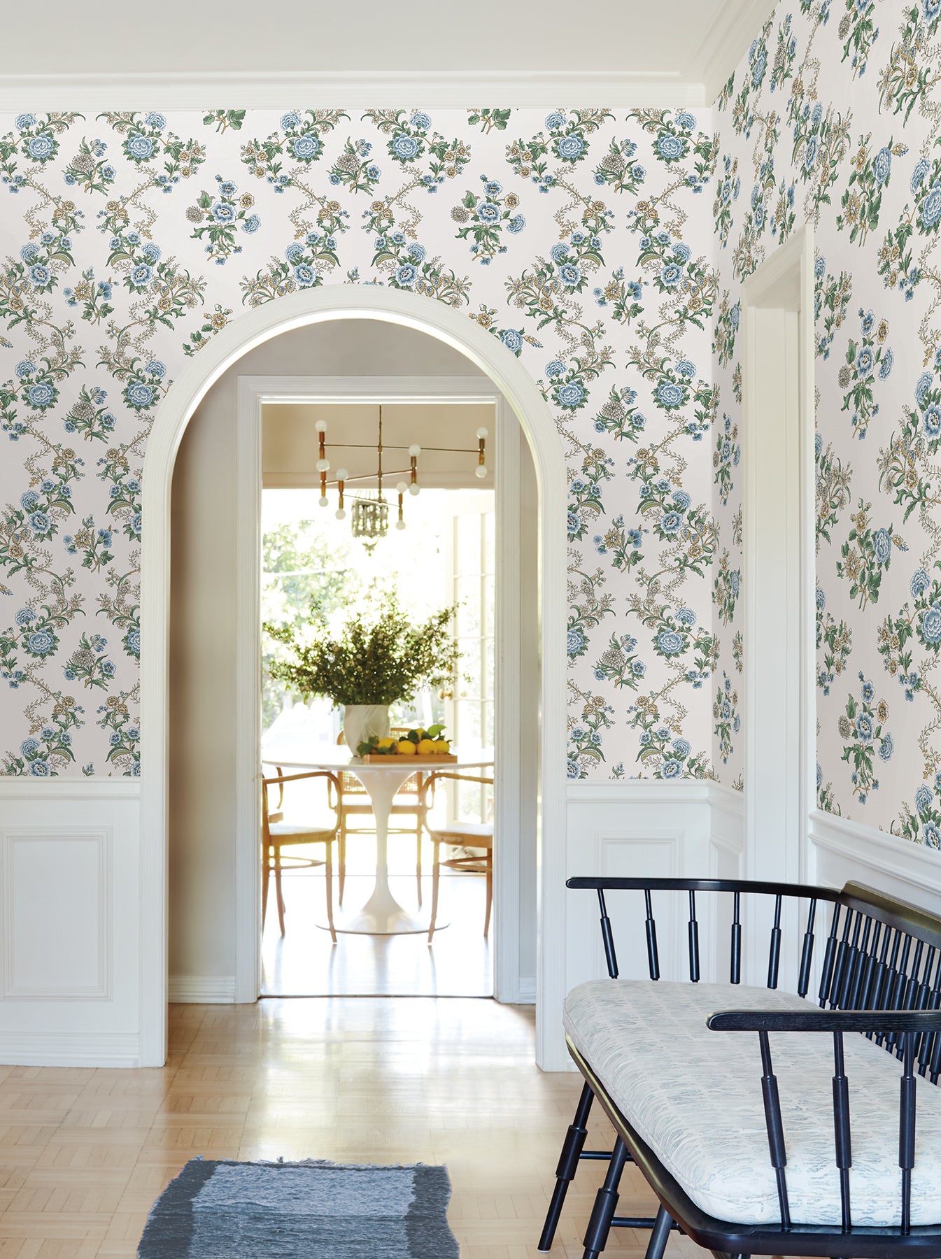 Genevieve wallpaper in blue and green color - pattern number VP1423 - by Antonina Vella in the Jardin collection