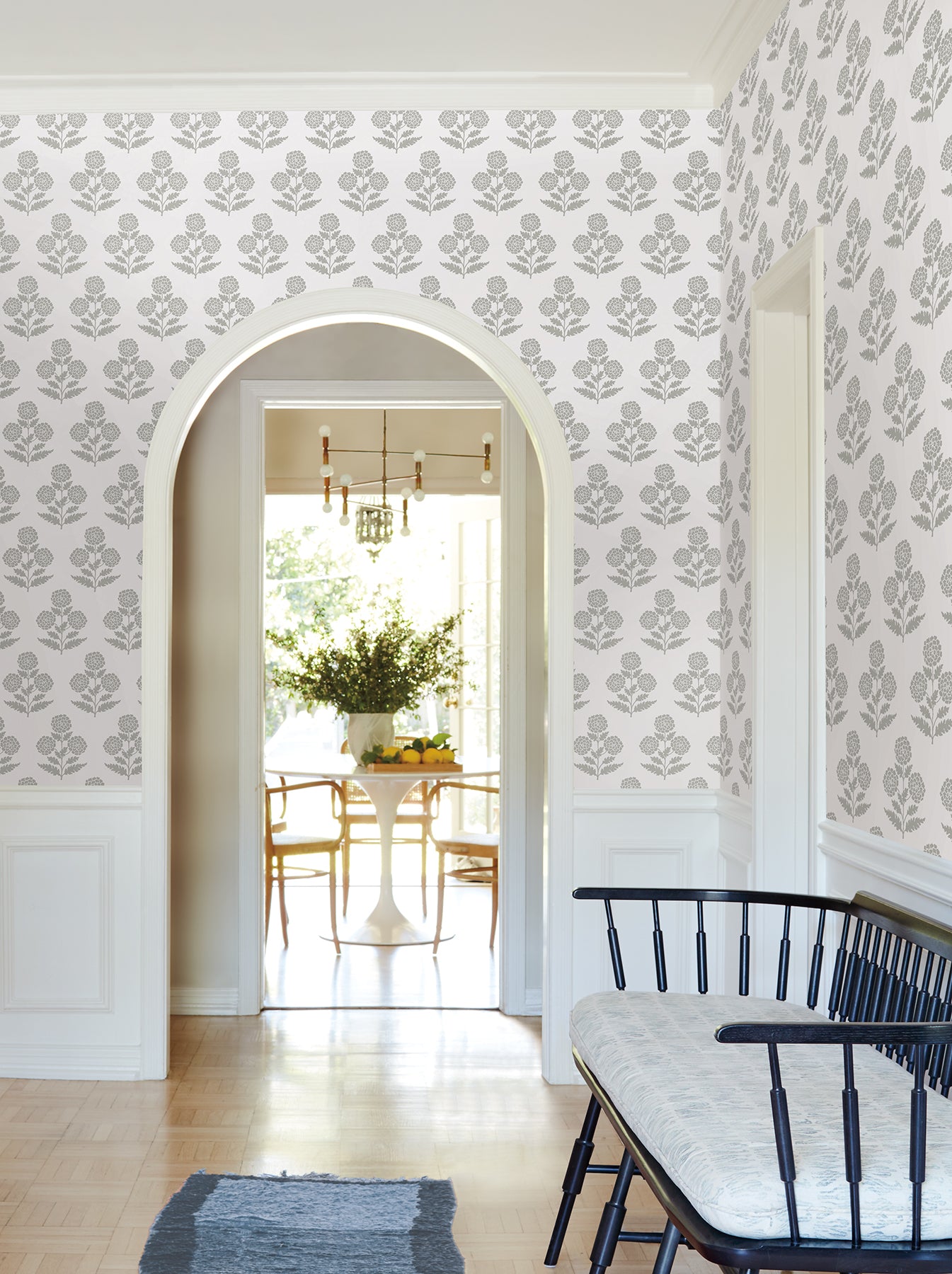Souci wallpaper in charcoal color - pattern number VP1435 - by Antonina Vella in the Jardin collection