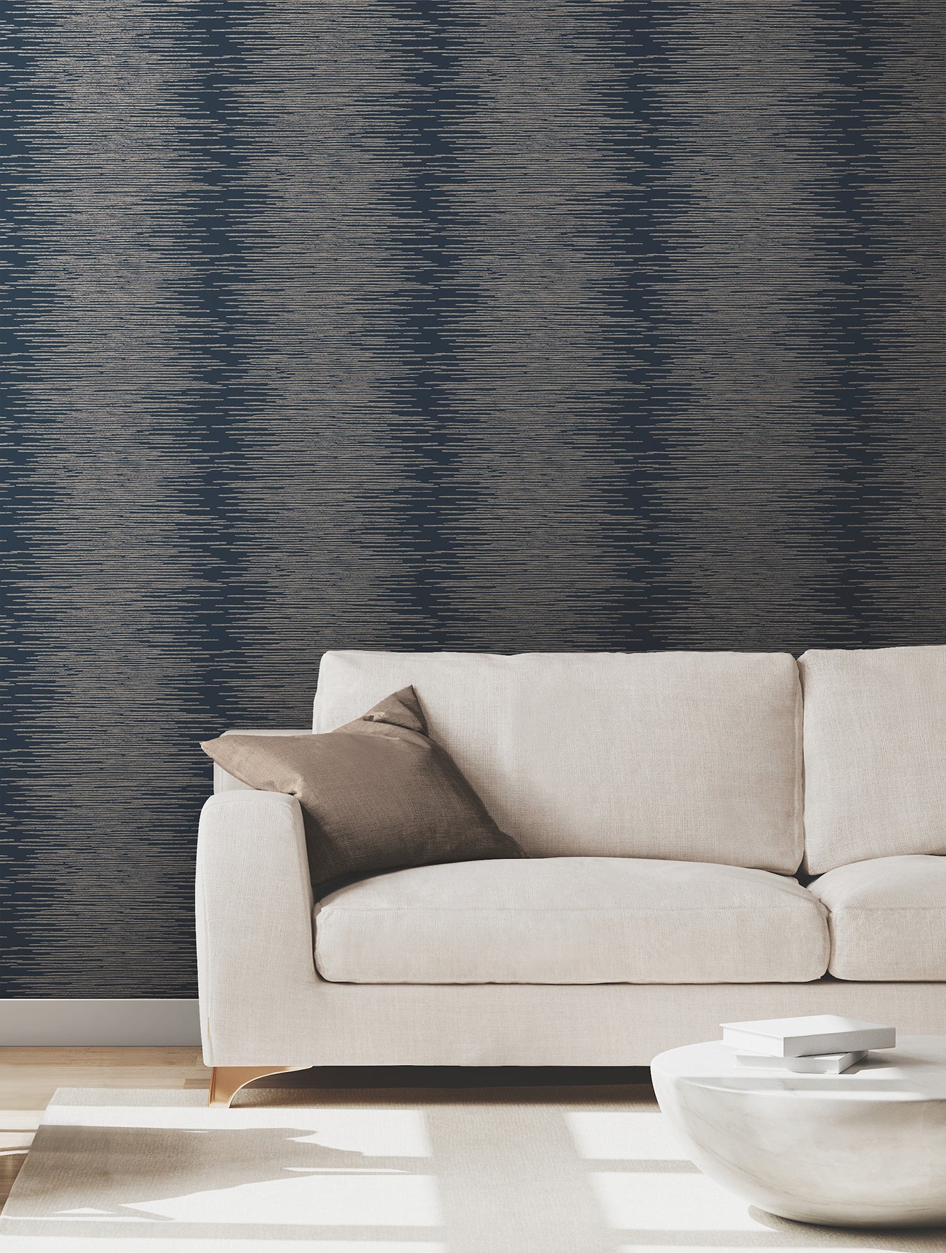 Operetta wallpaper in navy color - pattern number VR1503 - by Ronald Redding in the Caviar collection