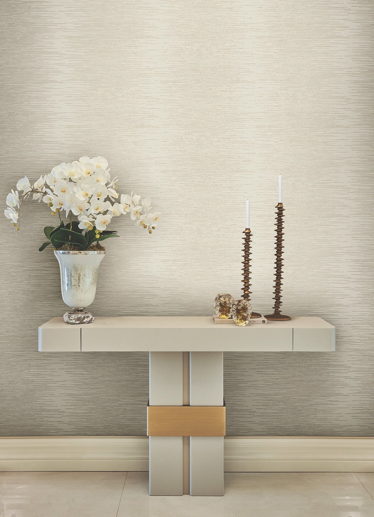 Operetta wallpaper in ivory color - pattern number VR1504 - by Ronald Redding in the Caviar collection