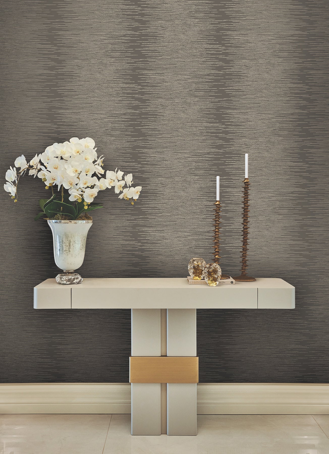 Operetta wallpaper in stone color - pattern number VR1505 - by Ronald Redding in the Caviar collection