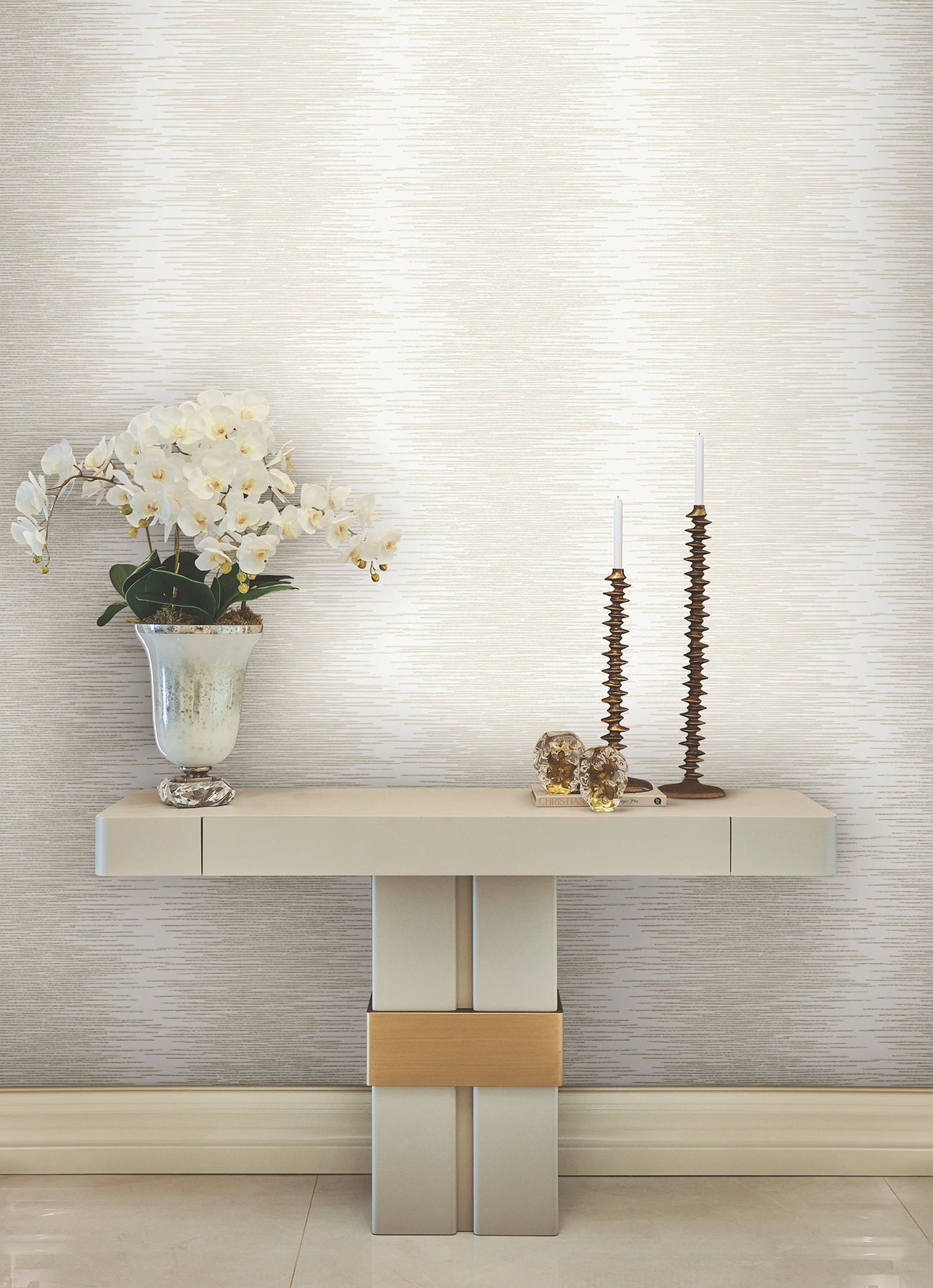 Operetta wallpaper in white color - pattern number VR1506 - by Ronald Redding in the Caviar collection