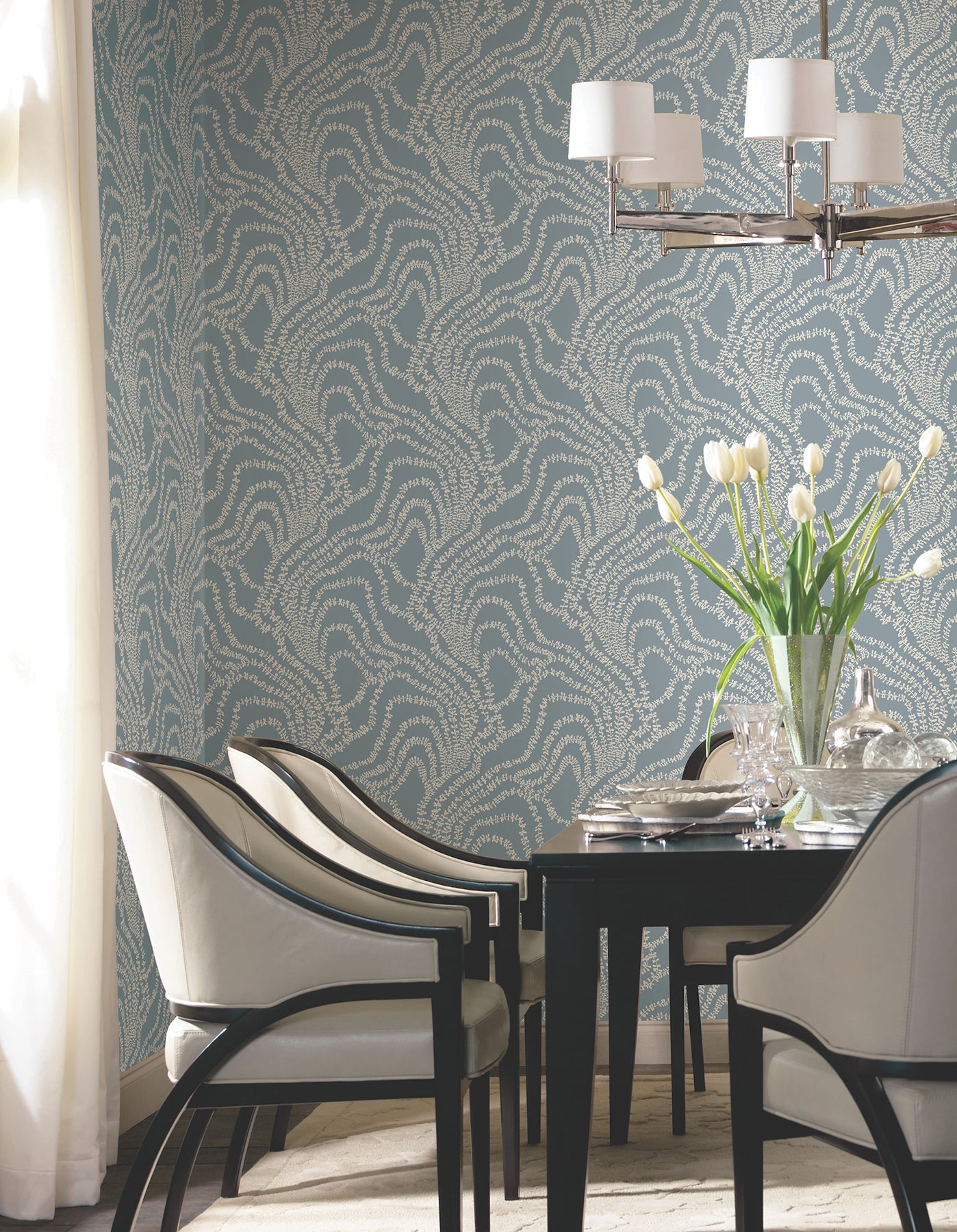 String of Pearls wallpaper in denim color - pattern number VR1516 - by Ronald Redding in the Caviar collection