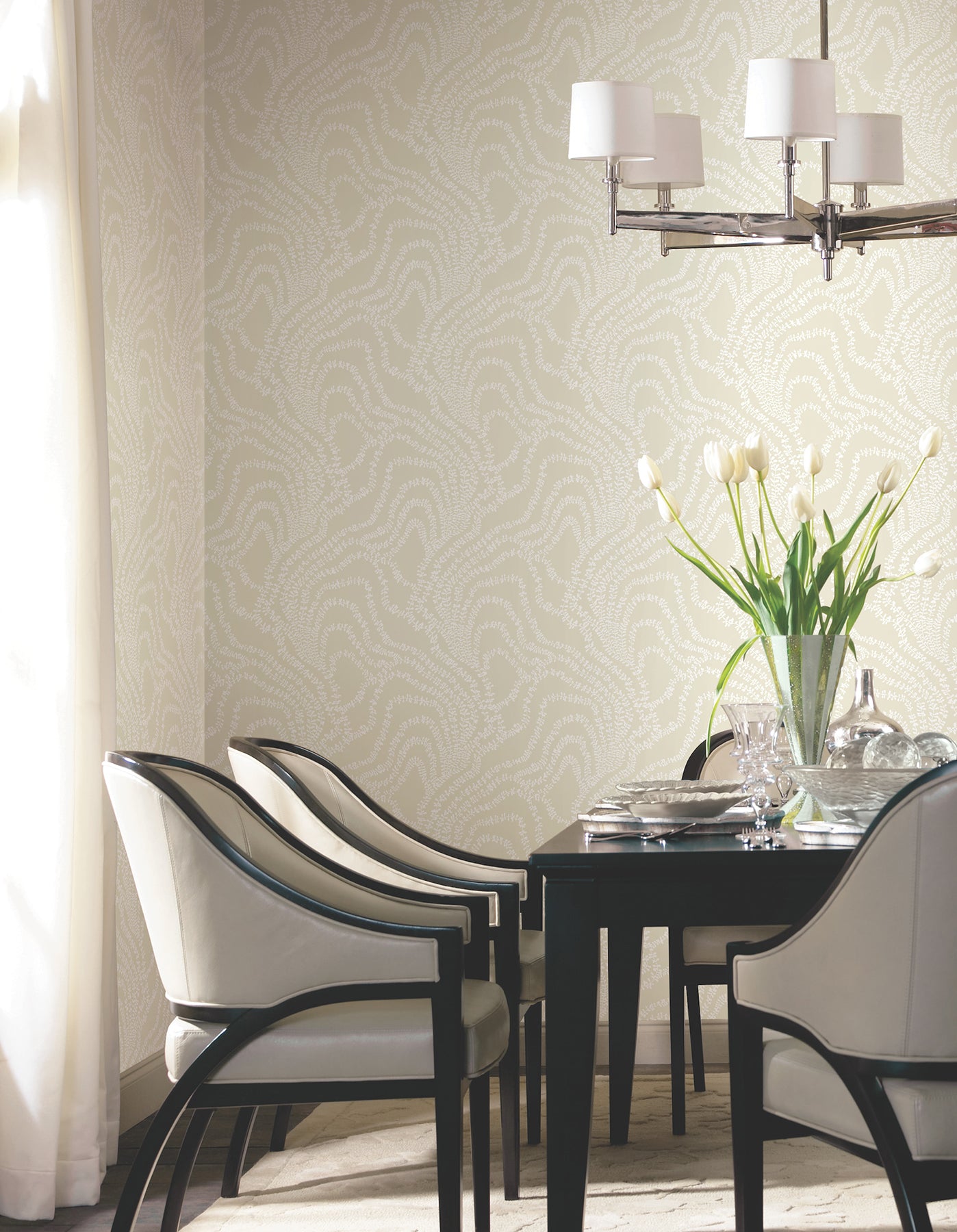 String of Pearls wallpaper in beige color - pattern number VR1518 - by Ronald Redding in the Caviar collection