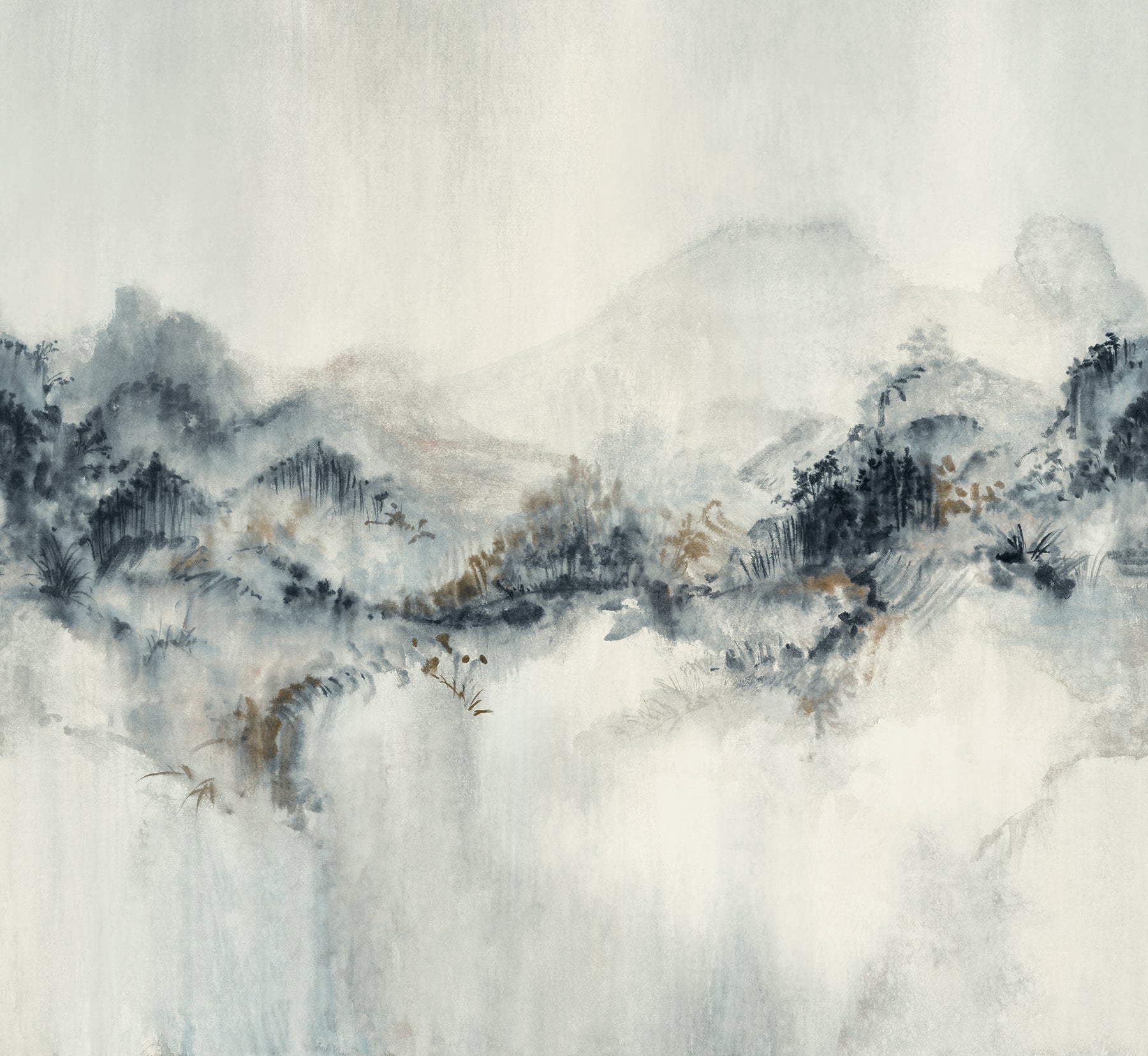 Mystic Overlook 4 Panel mural in blue color - pattern number VR1519M - by Ronald Redding in the Caviar collection