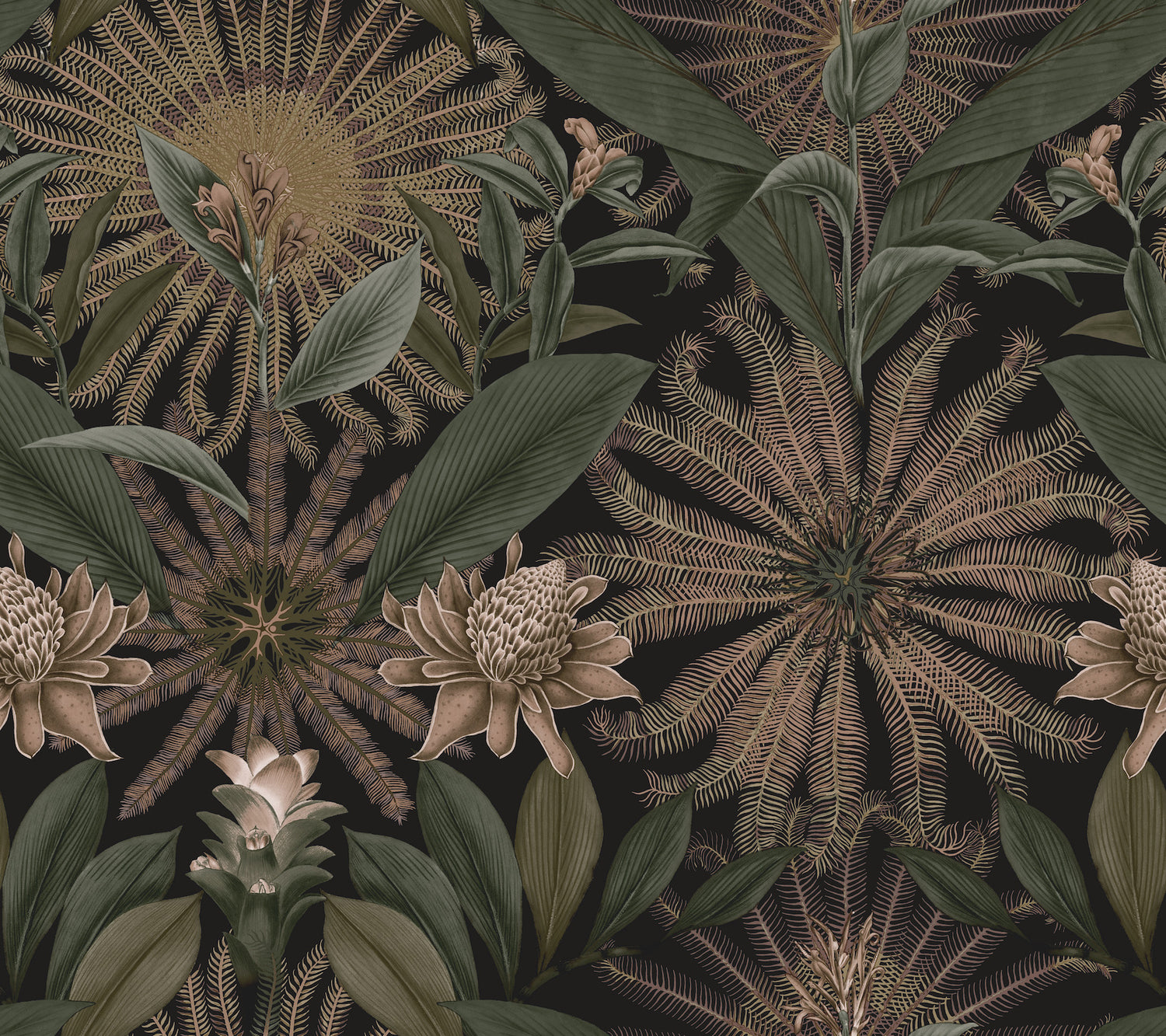 Enchanted Garden wallpaper in chocolate color - pattern number VR1529 - by Ronald Redding in the Caviar collection