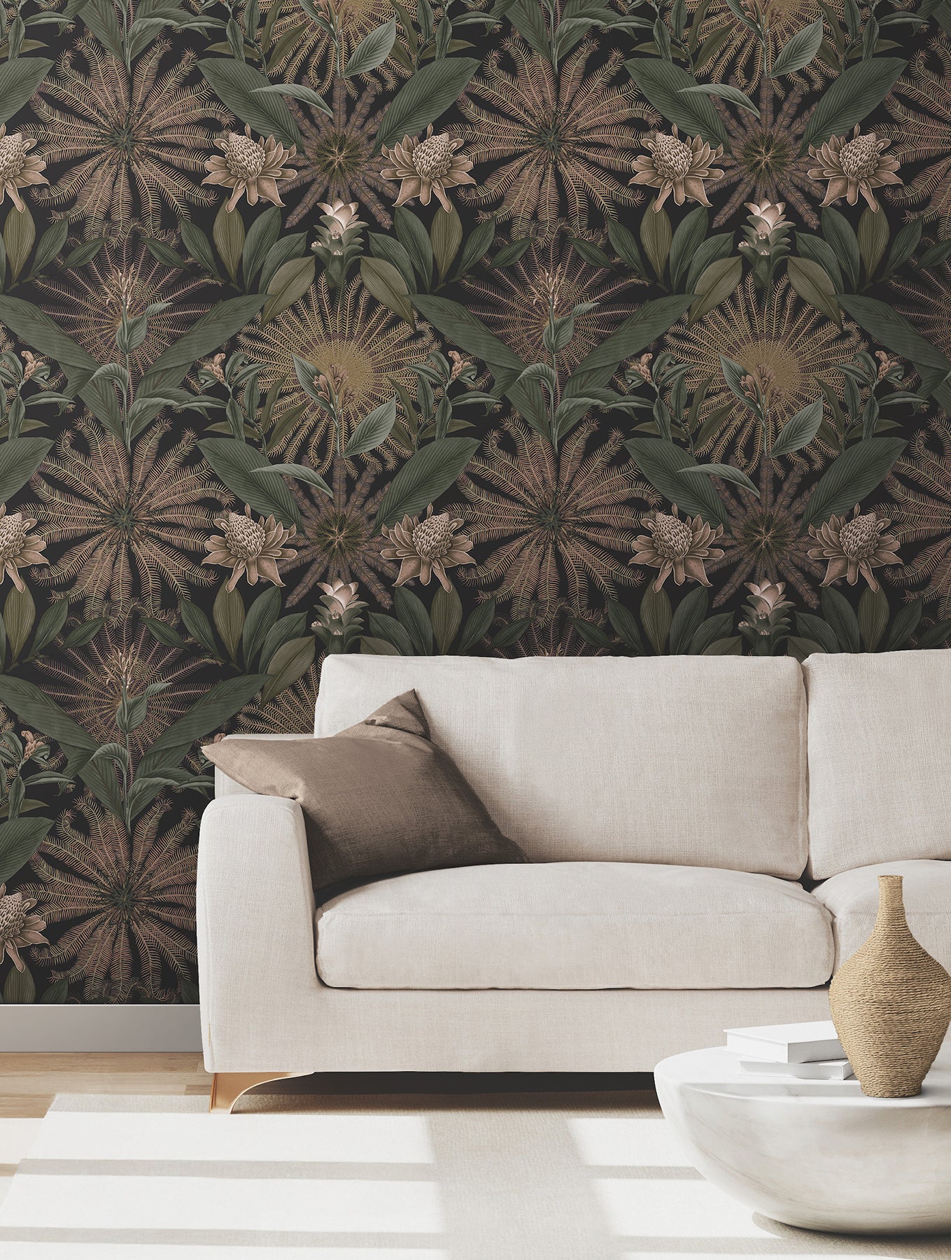 Enchanted Garden wallpaper in chocolate color - pattern number VR1529 - by Ronald Redding in the Caviar collection