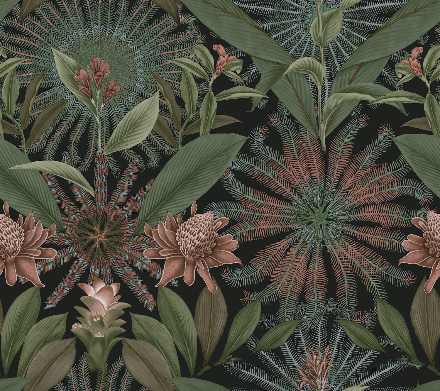Enchanted Garden wallpaper in green color - pattern number VR1530 - by Ronald Redding in the Caviar collection