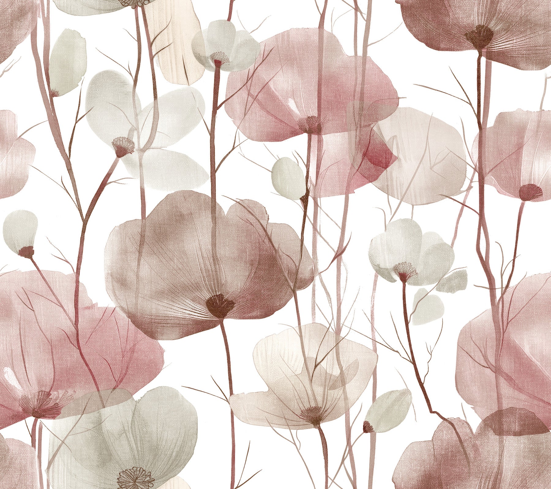 Cotswolds Poppies wallpaper in red color - pattern number VR1536 - by Ronald Redding in the Caviar collection