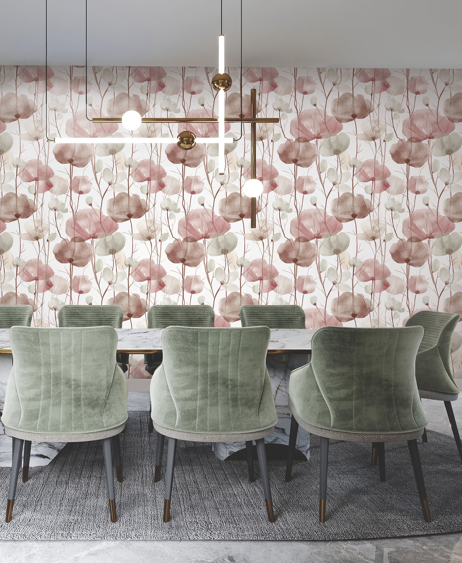 Cotswolds Poppies wallpaper in red color - pattern number VR1536 - by Ronald Redding in the Caviar collection