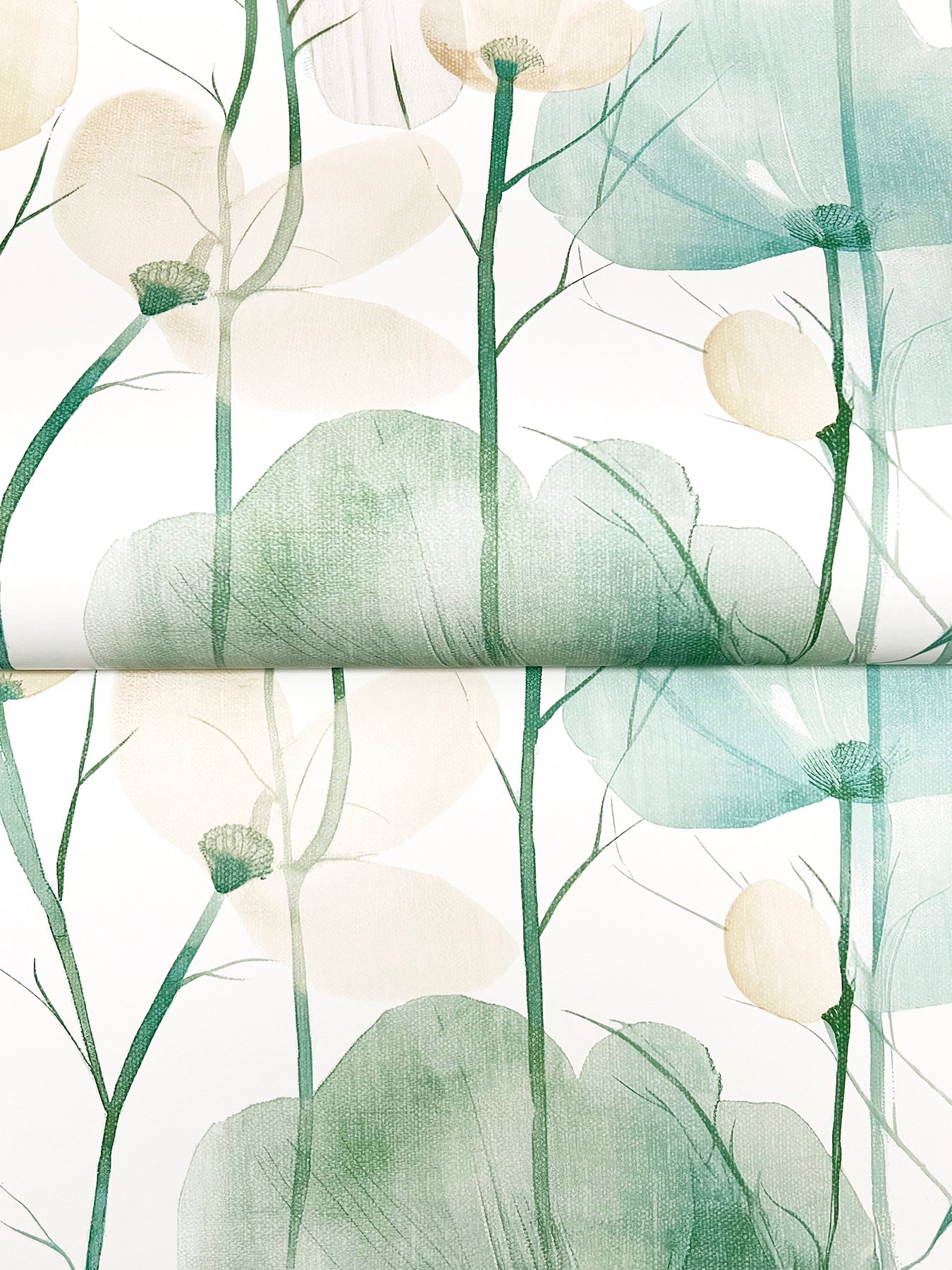 Cotswolds Poppies wallpaper in turquoise color - pattern number VR1539 - by Ronald Redding in the Caviar collection