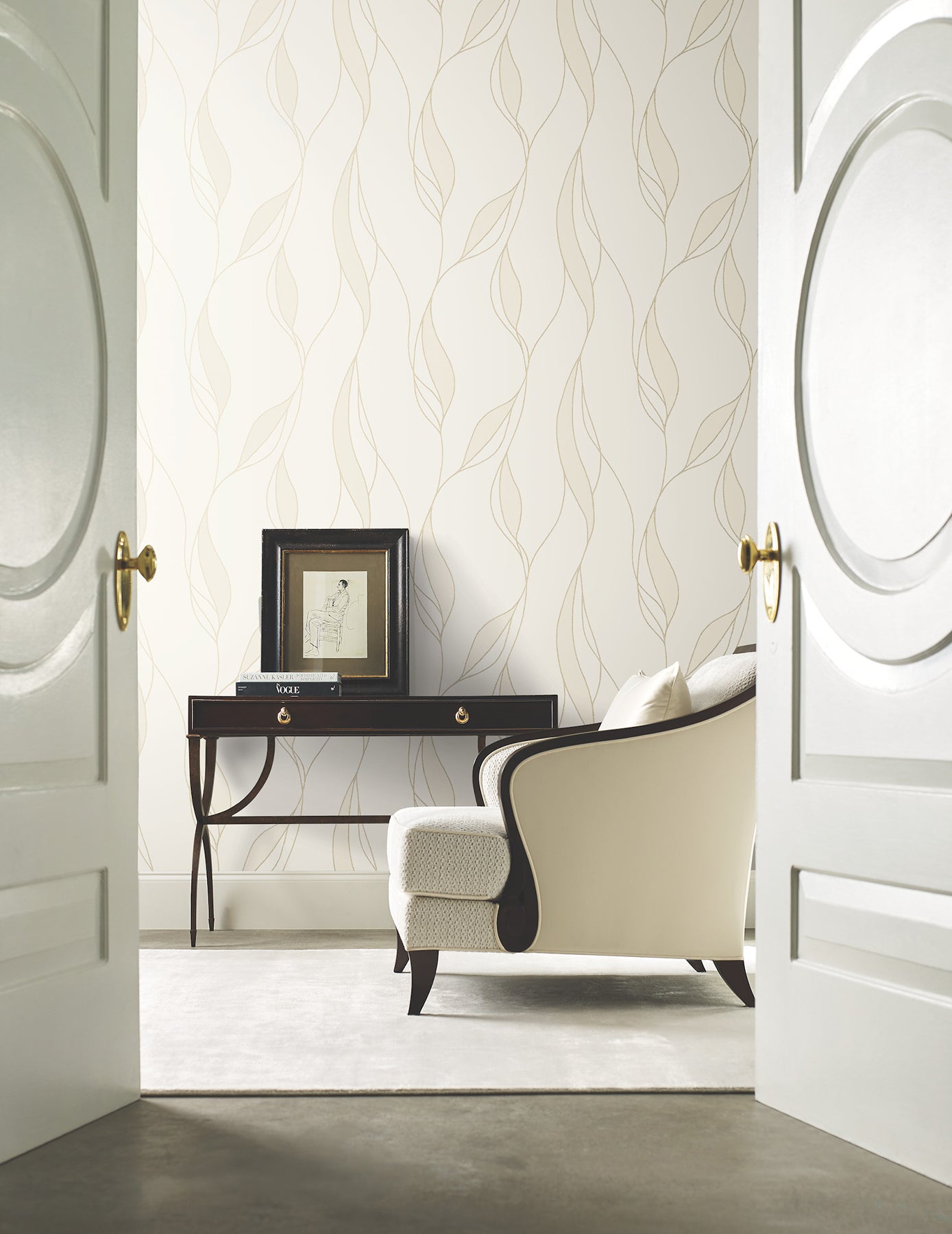 Society Hill wallpaper in white color - pattern number VR1546 - by Ronald Redding in the Caviar collection