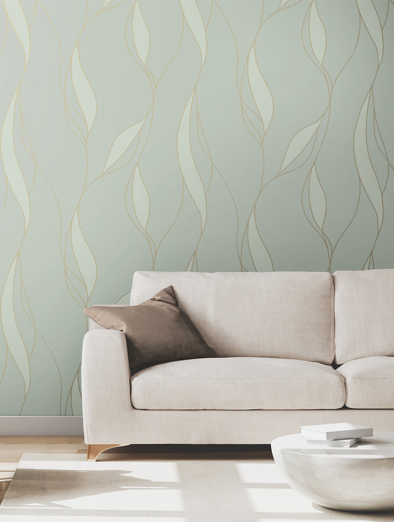 Society Hill wallpaper in mint color - pattern number VR1547 - by Ronald Redding in the Caviar collection