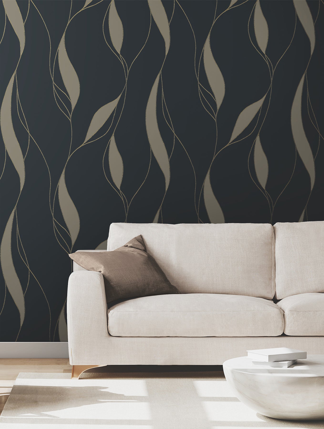 Society Hill wallpaper in black color - pattern number VR1549 - by Ronald Redding in the Caviar collection