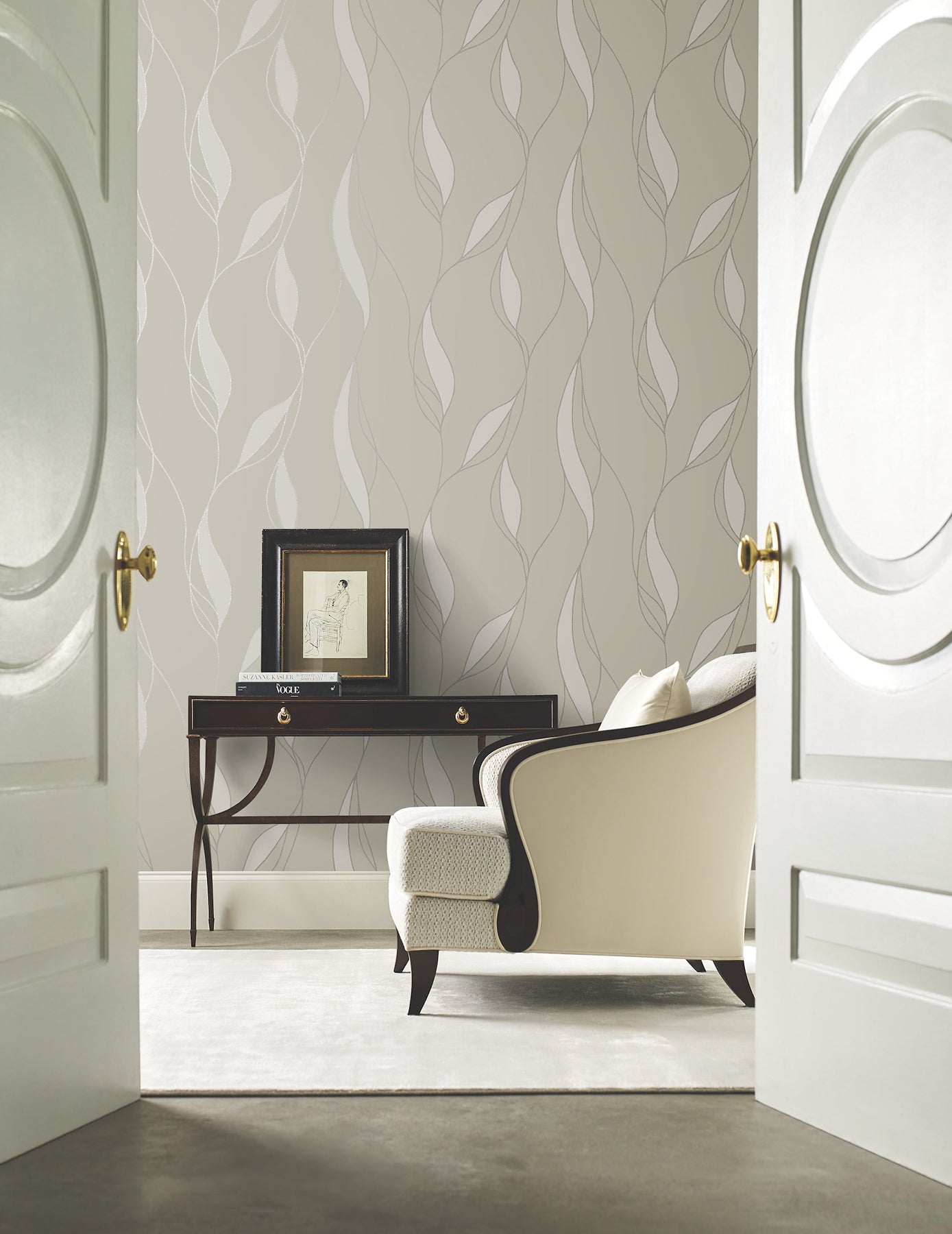Society Hill wallpaper in dove color - pattern number VR1550 - by Ronald Redding in the Caviar collection