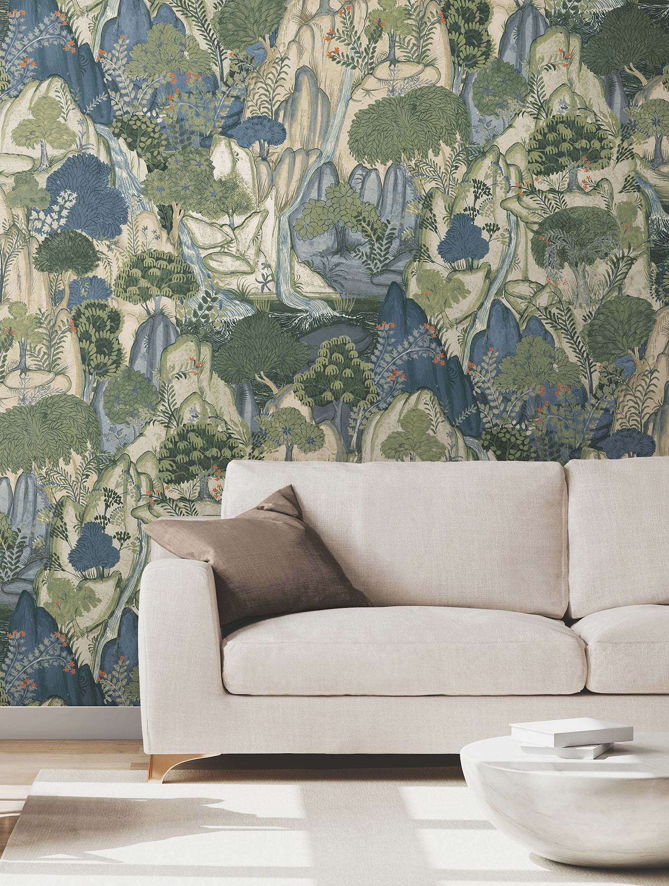 Falling Waters wallpaper in sapphire color - pattern number VR1554 - by Ronald Redding in the Caviar collection