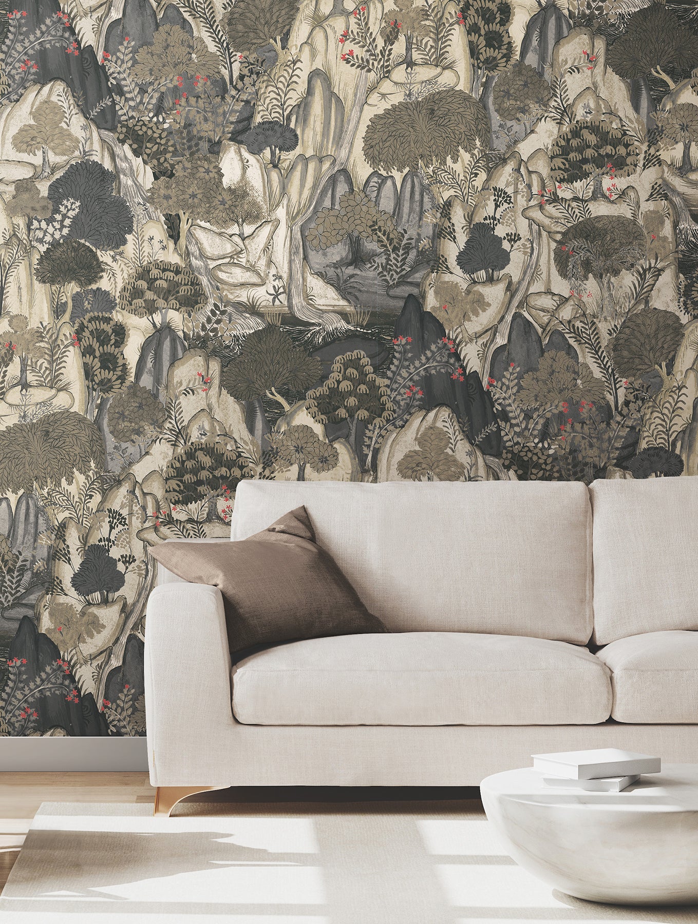 Falling Waters wallpaper in neutral color - pattern number VR1555 - by Ronald Redding in the Caviar collection