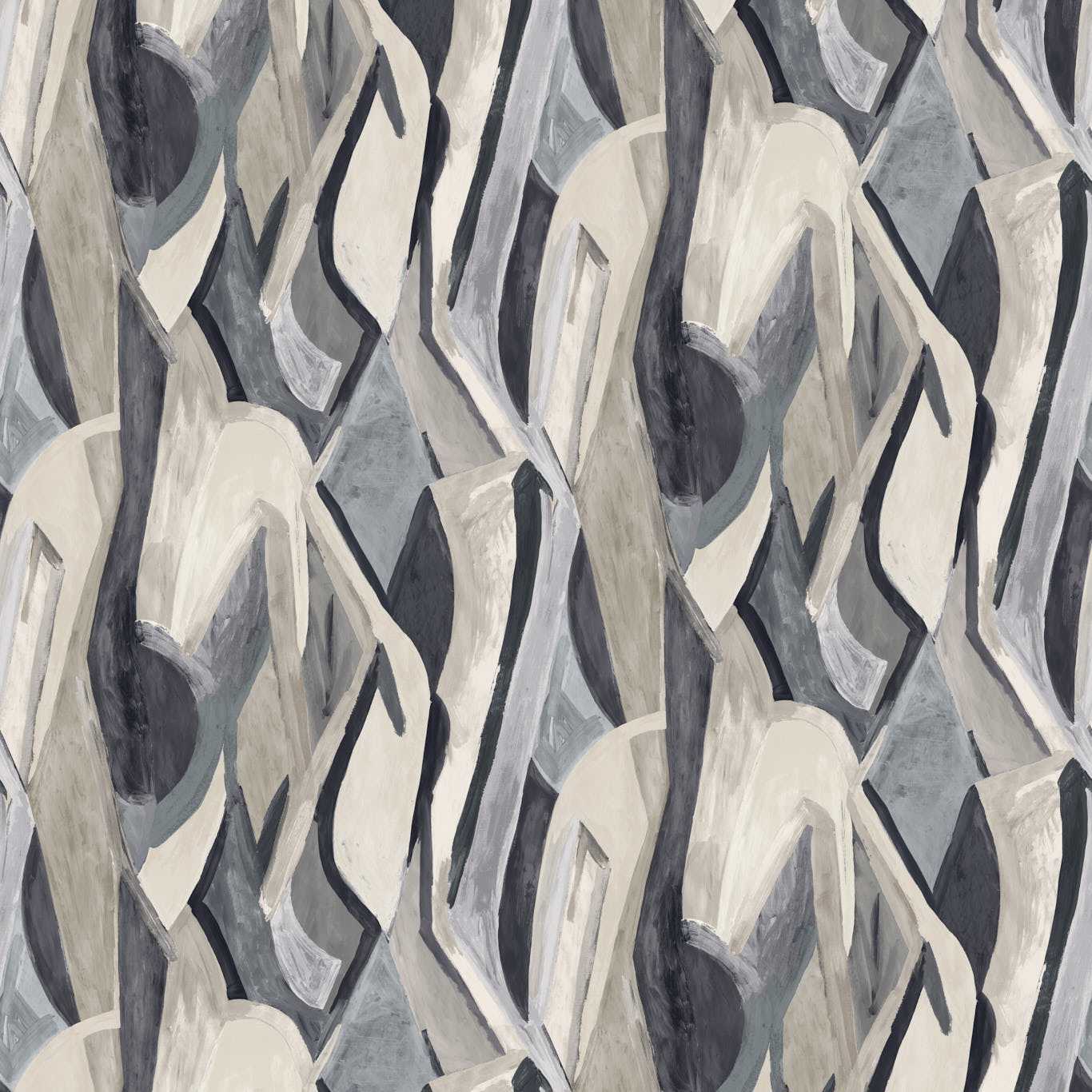 Dynamic Banner 4 Panel Mural in Noir color - pattern number W0231/02.CAC.0 - by Clarke and Clarke in the Metropolitan collection