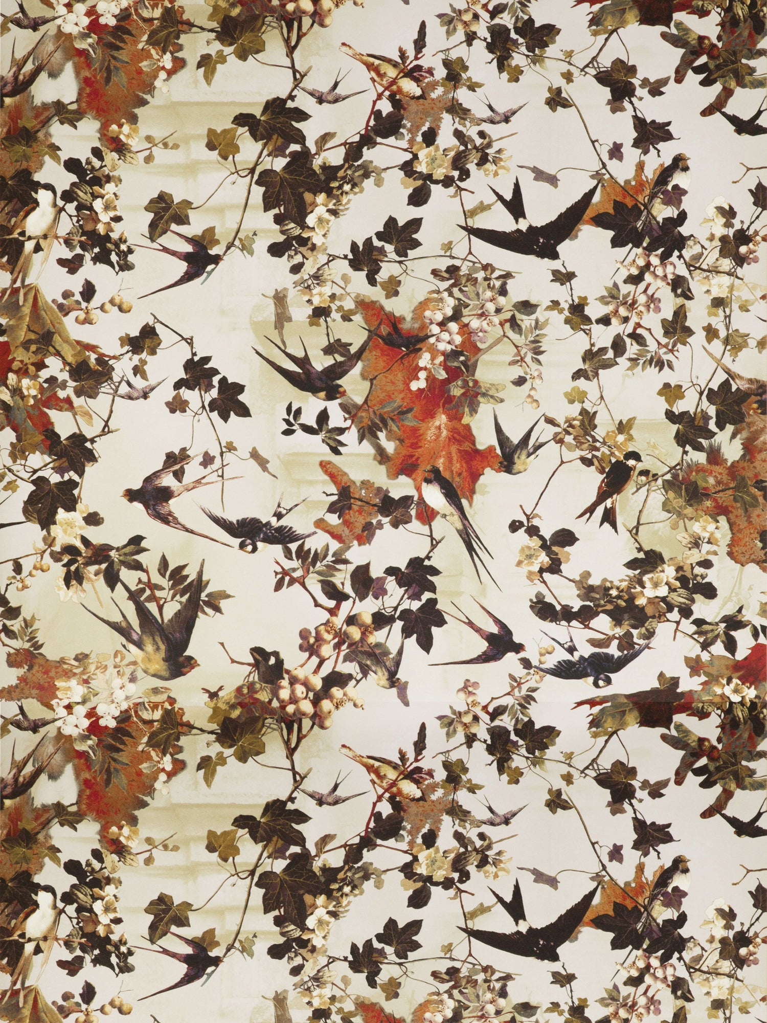 Hirondelles wallpaper in printemps color - pattern number WH 000013306 - by Scalamandre in the  collection