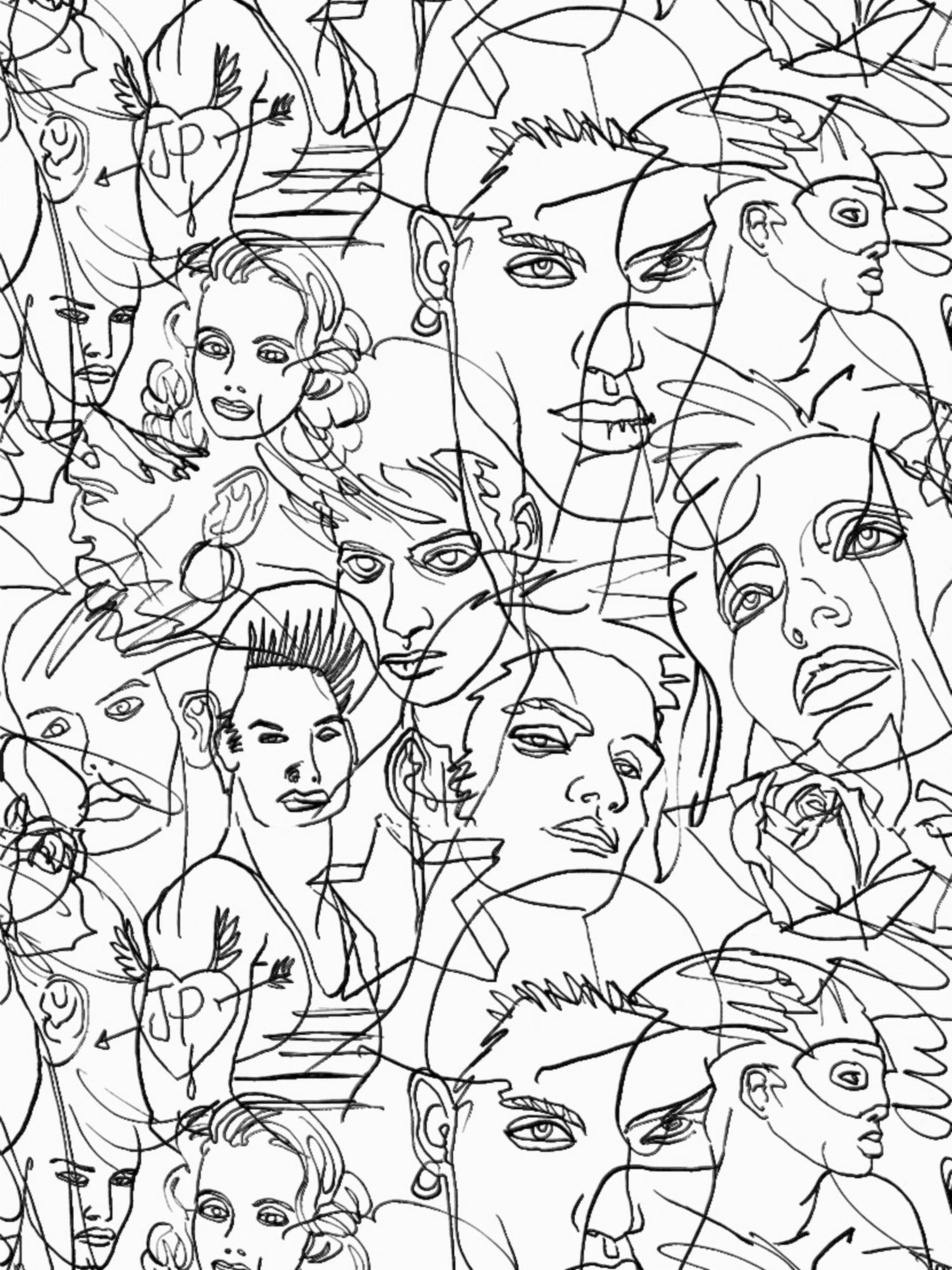 Croquis wallpaper in ecru noir color - pattern number WH 000013322 - by Scalamandre in the  collection