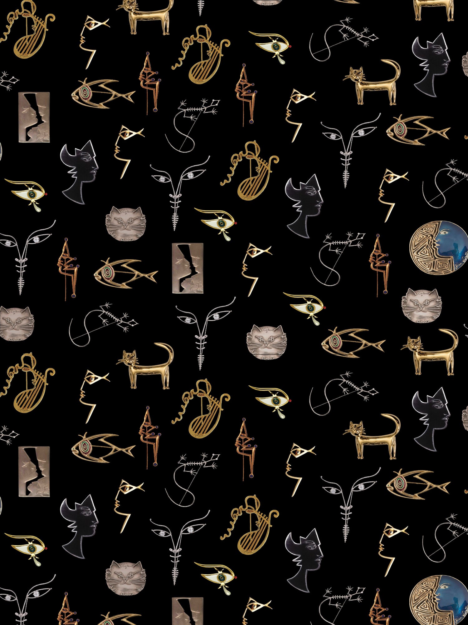 Joyaux wallpaper in noir color - pattern number WH 000016463 - by Scalamandre in the  collection